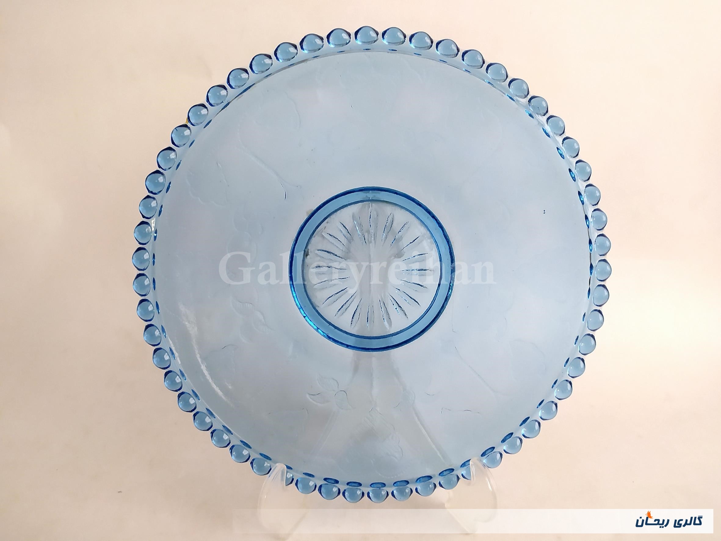 شیرینی خوری آبی تیله ای قدیمی نقشدار (کد 47211)