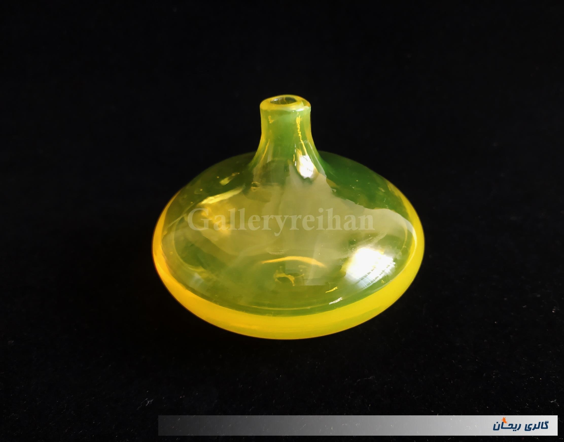 سالونگ یا بطری دستساز شیشه ای کوچک زرد (کد45134)