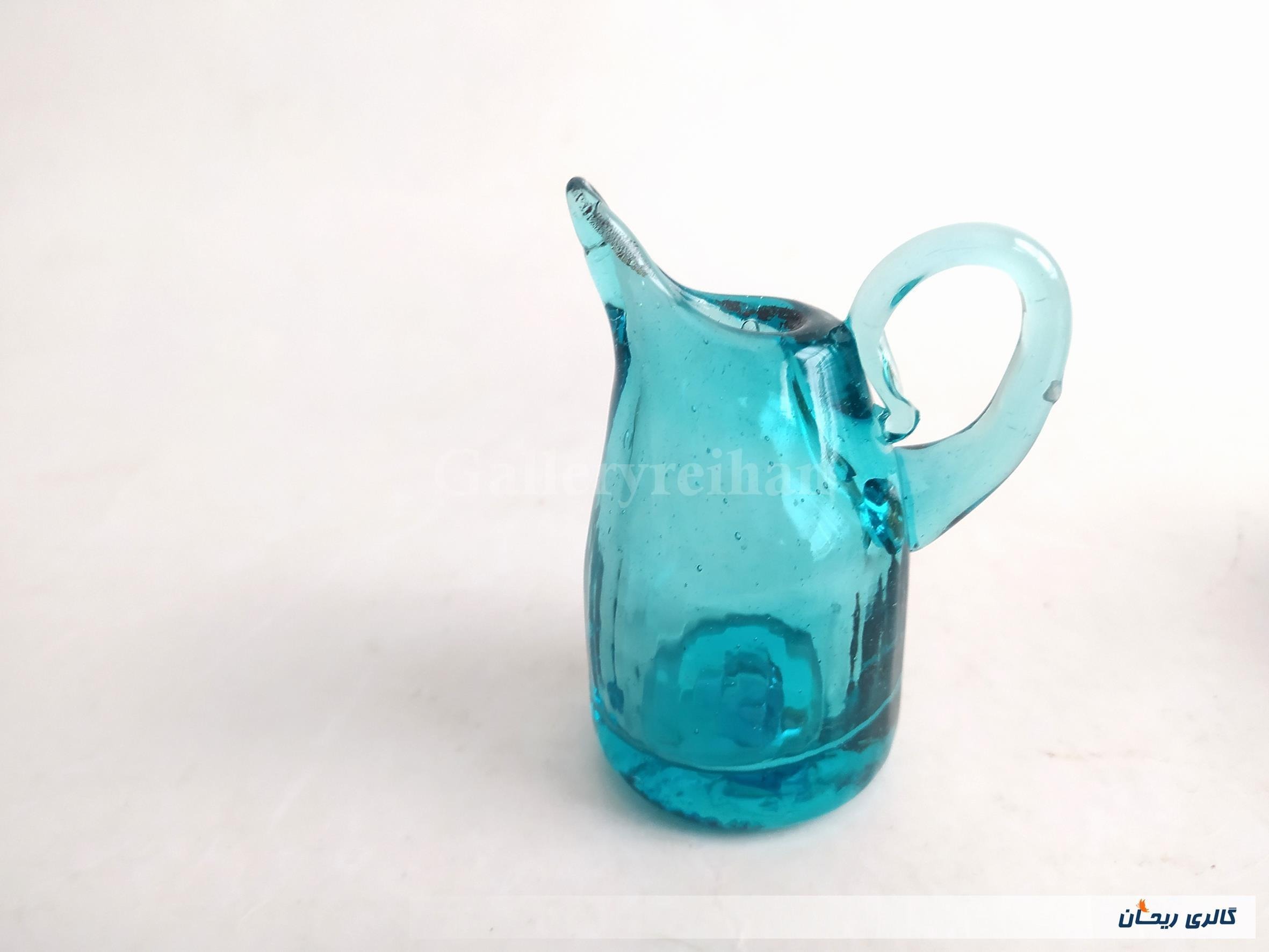 آبلیموخوری کاملا دستساز شیشه ای آبی رنگ (کد44420)