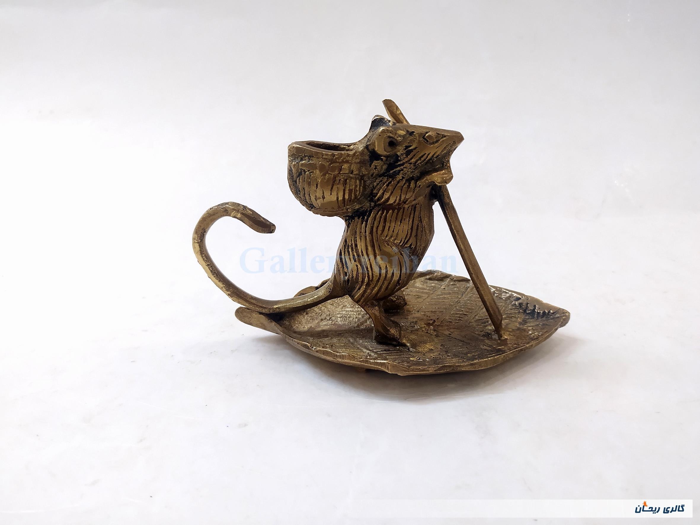 مجسمه موش و برگ درخت برنجی (کد 47581)