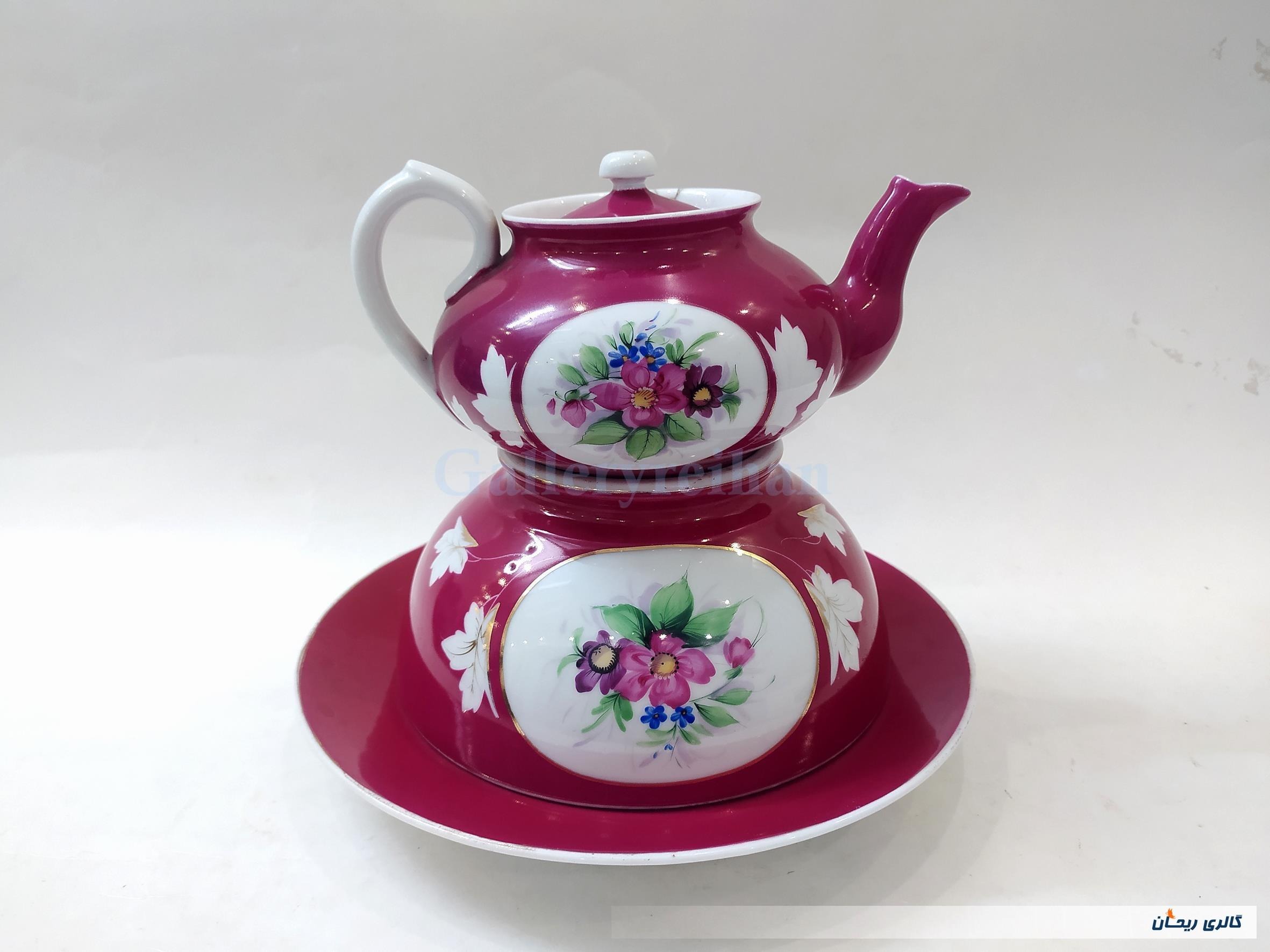 ست نفیس لاکی روسی قاجاری اصل گردنر (47586-7-8)