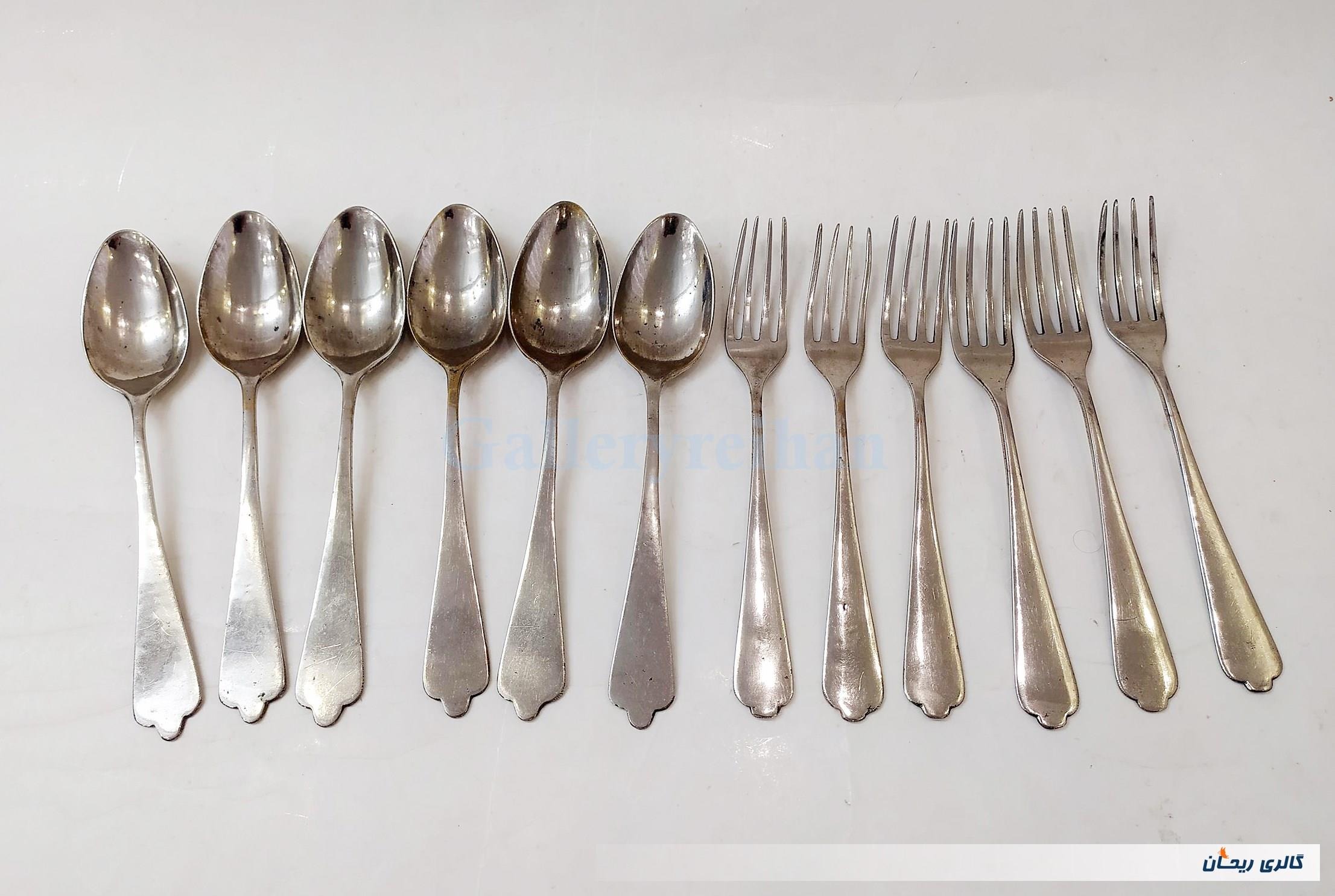 قاشق و چنگال قدیمی روکش ورشو دستساز مهردار (47593)