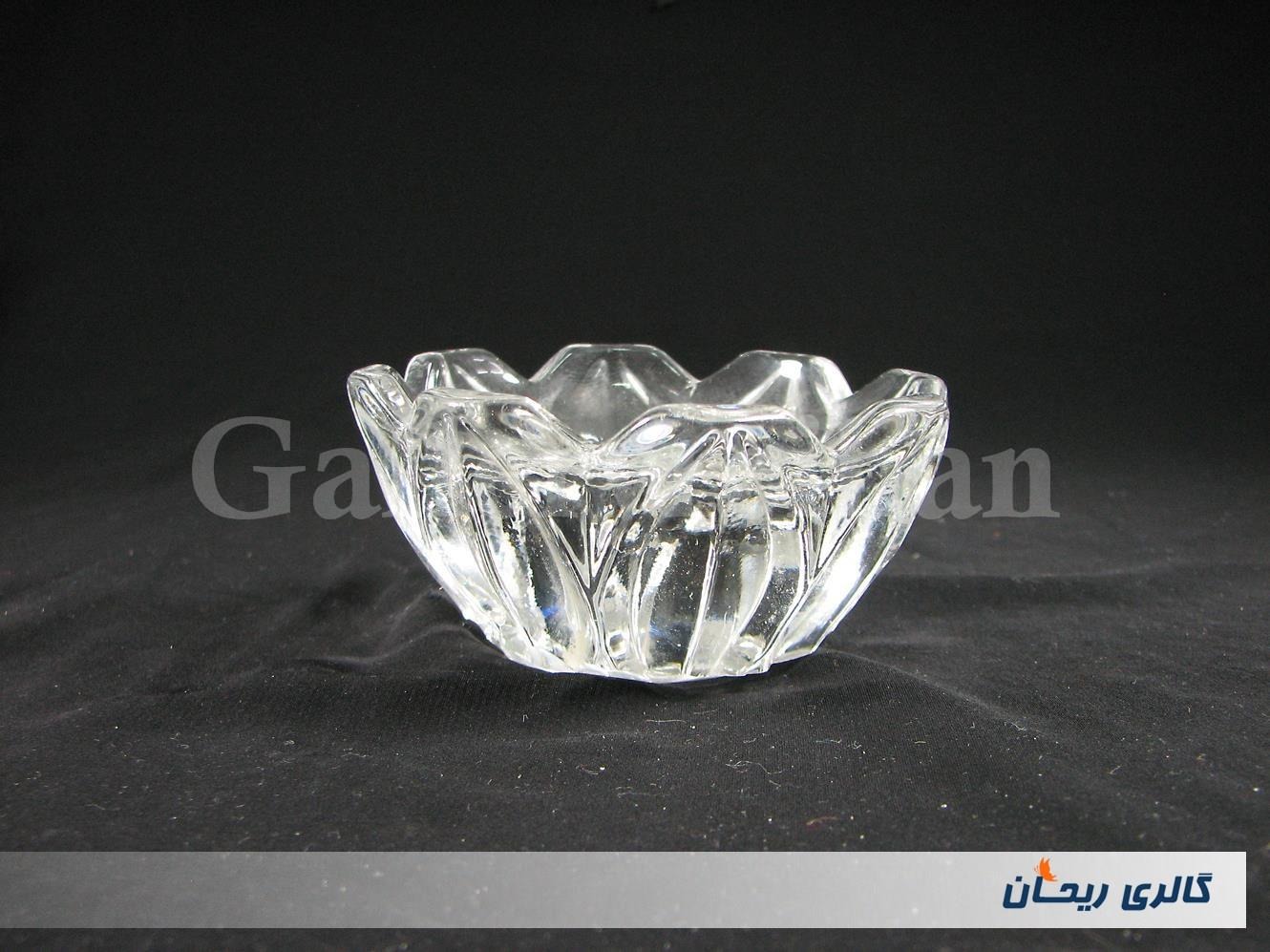 شمعدان شیشه ای ضخیم طرح گل (کد9508)
