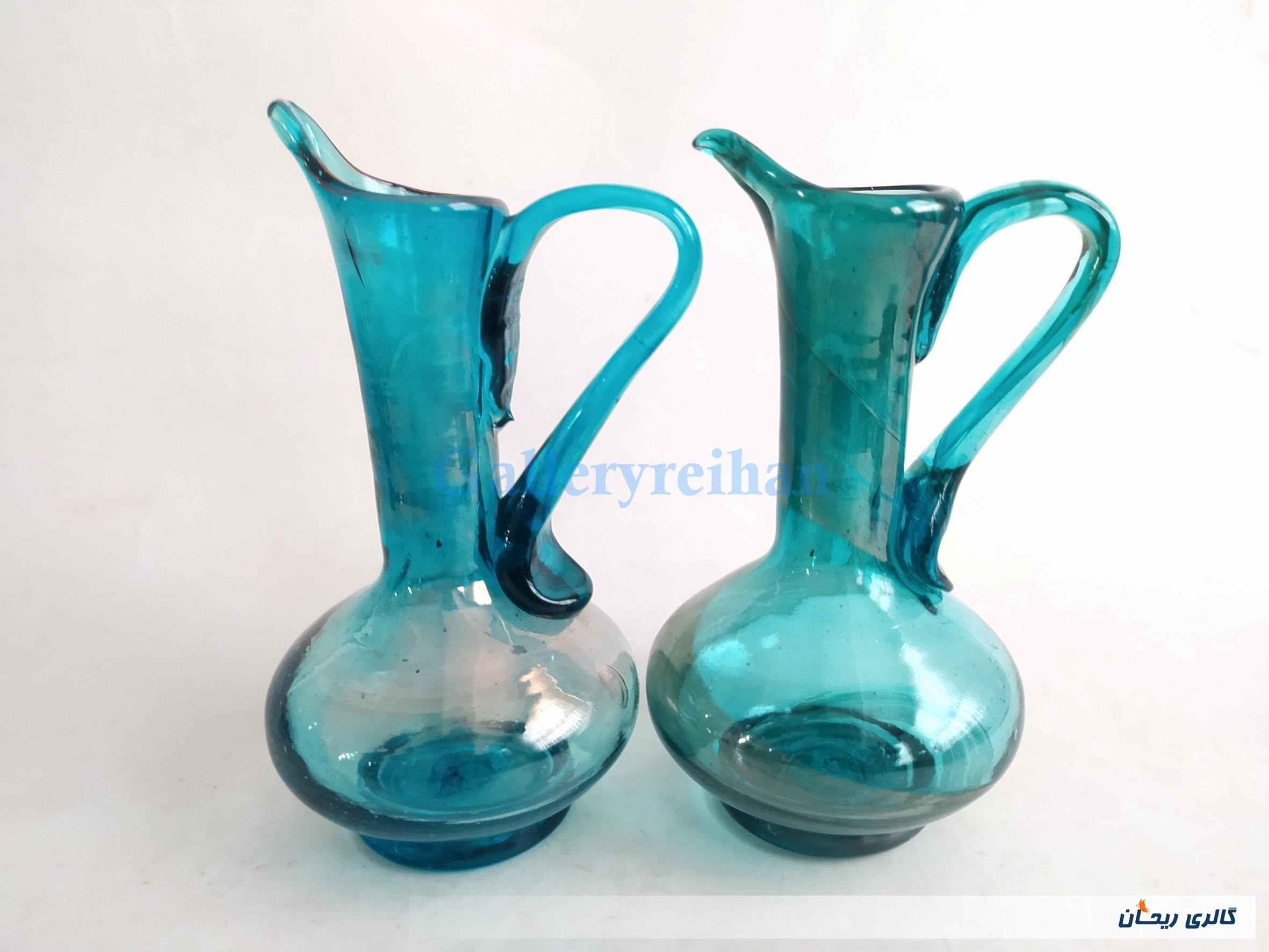 جفت آبلیموخوری دست ساز شیشه ای آبی (کد6-46445)