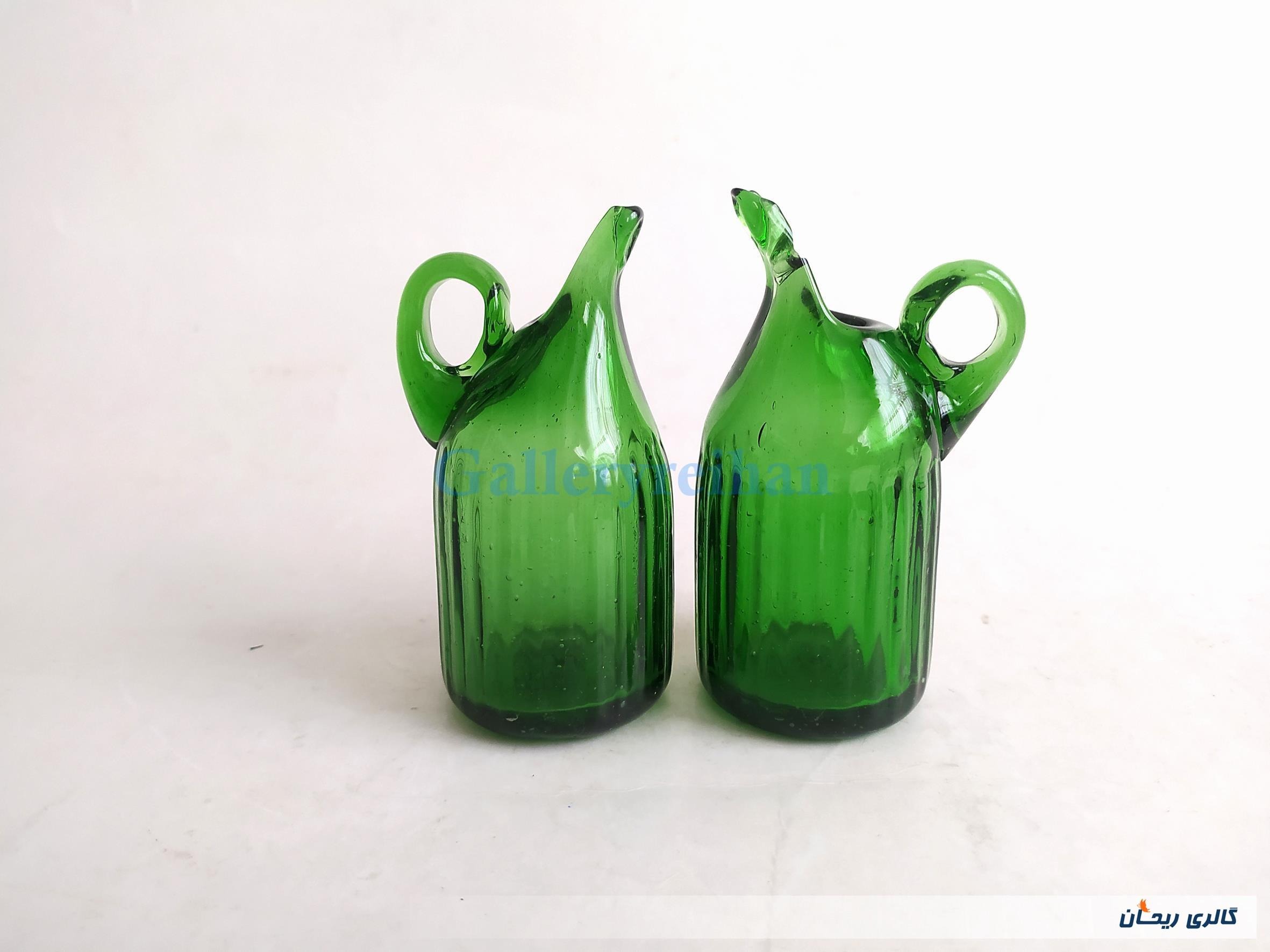 جفت آبلیموخوری دستساز شیشه ای سبز رنگ (کد9-46488)