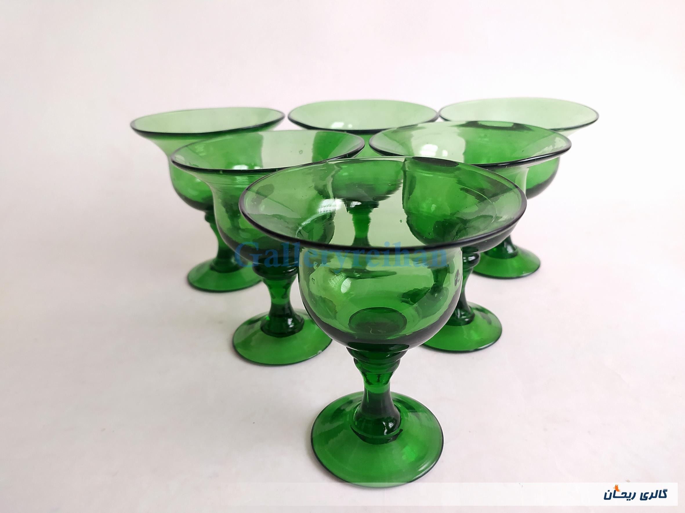 6 عدد جام قدیمی دست ساز سبز(7-6-5-4-3-46792)