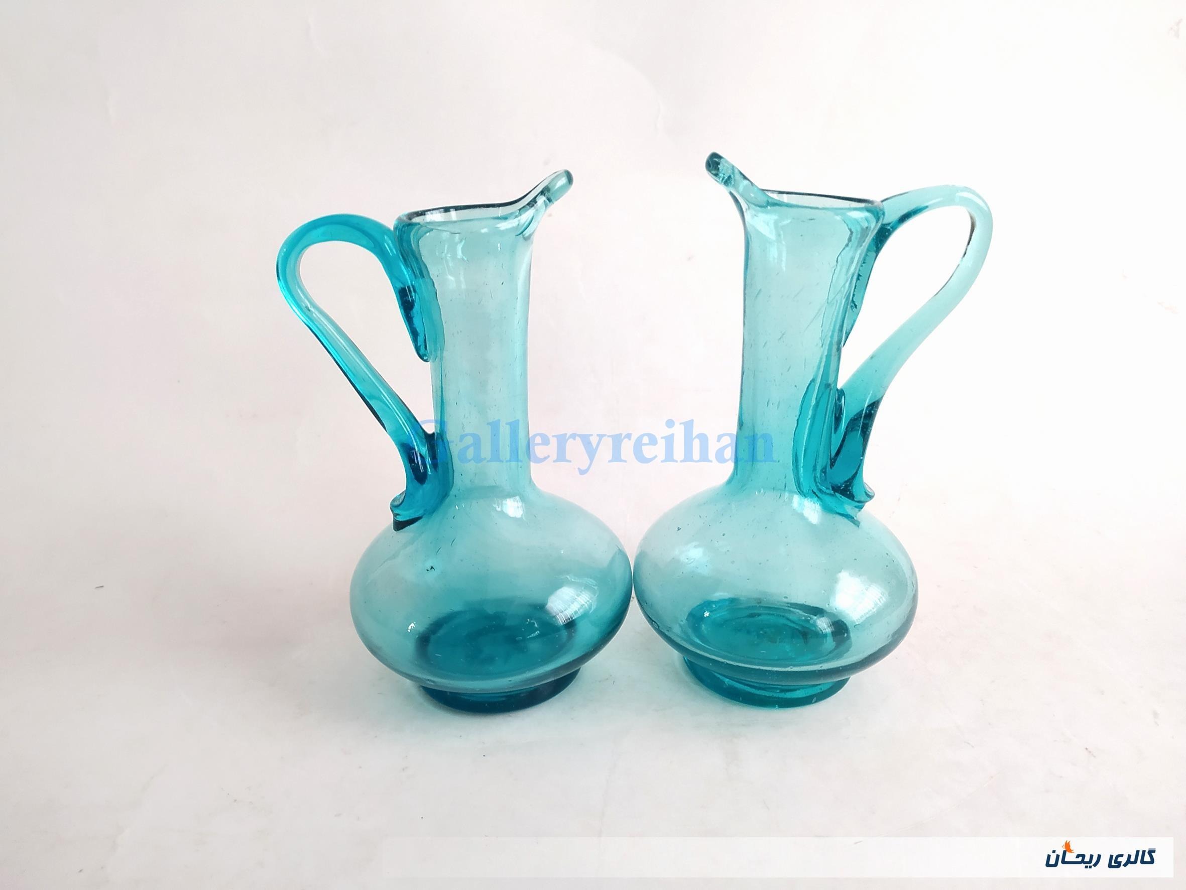 جفت آبلیموخوری دست ساز شیشه ای آبی (کد5-46414)