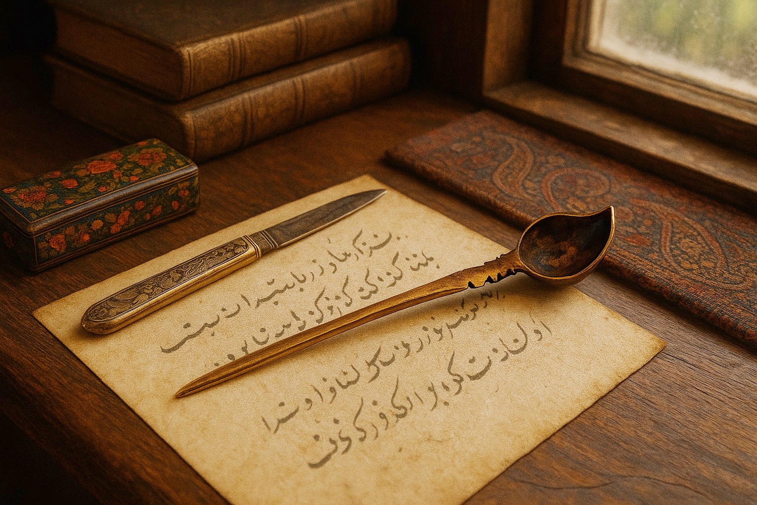 ملواق یا قاشق برنجی مخصوص قلمدان اساتید (کد47566)