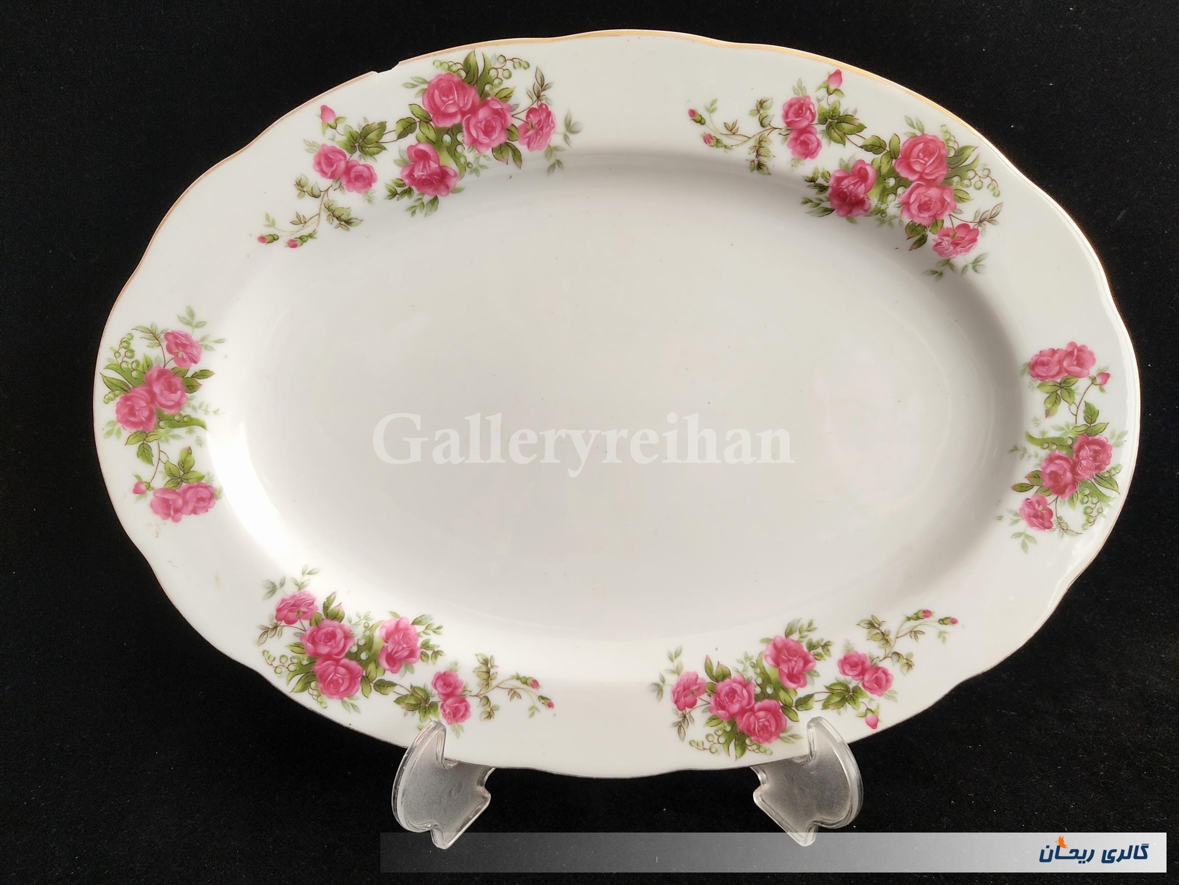 دیس قدیمی طرح گل سرخی زیبا سایز بزرگ (کد47811)