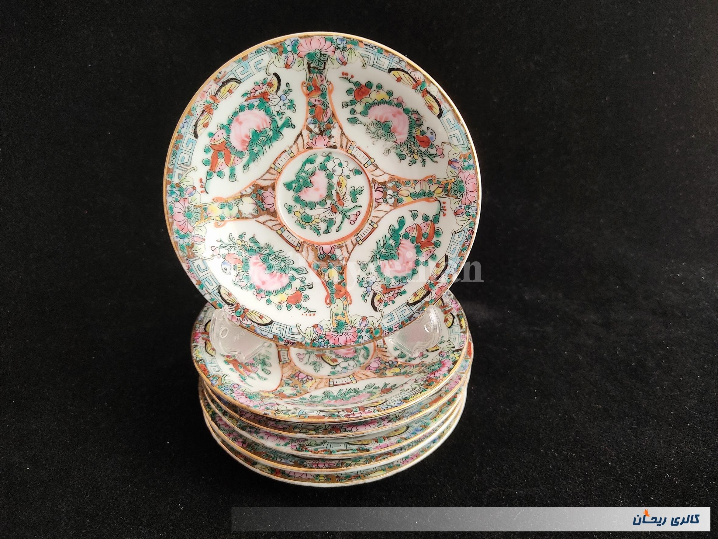 شش عدد نعلبکی طرح گل مرغ رنگ دستی (47802)