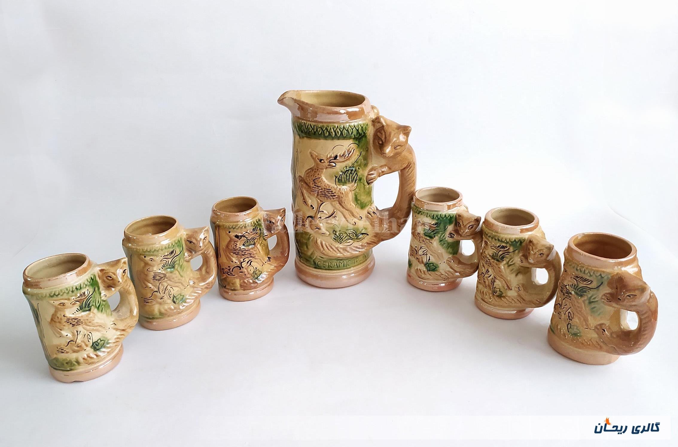 پارچ و لیوان سرامیکی قدیمی (1-70-9-8-7-6-44065)