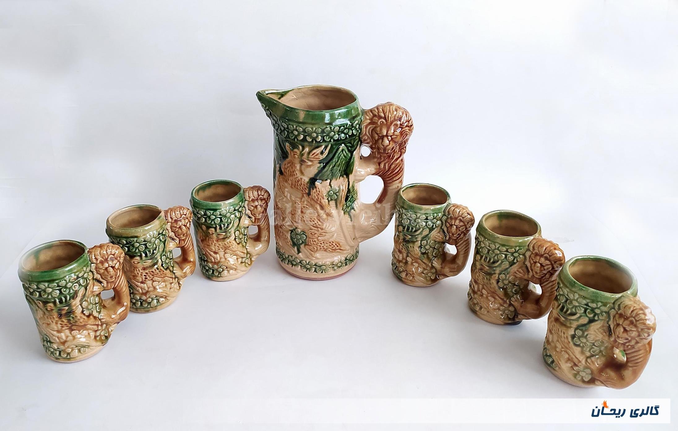 پارچ و لیوان سرامیکی قدیمی (9-8-6-5-4-3-44072)