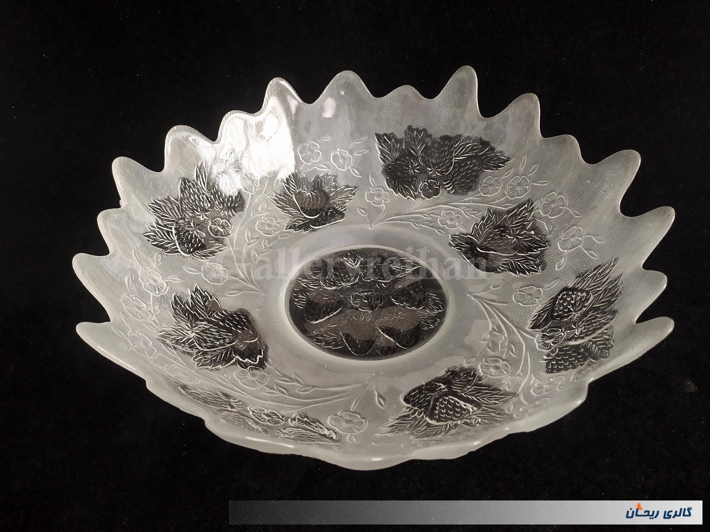 دیس میوه خوری بزرگ دو رنگ طرح توت فرنگی (کد46833)