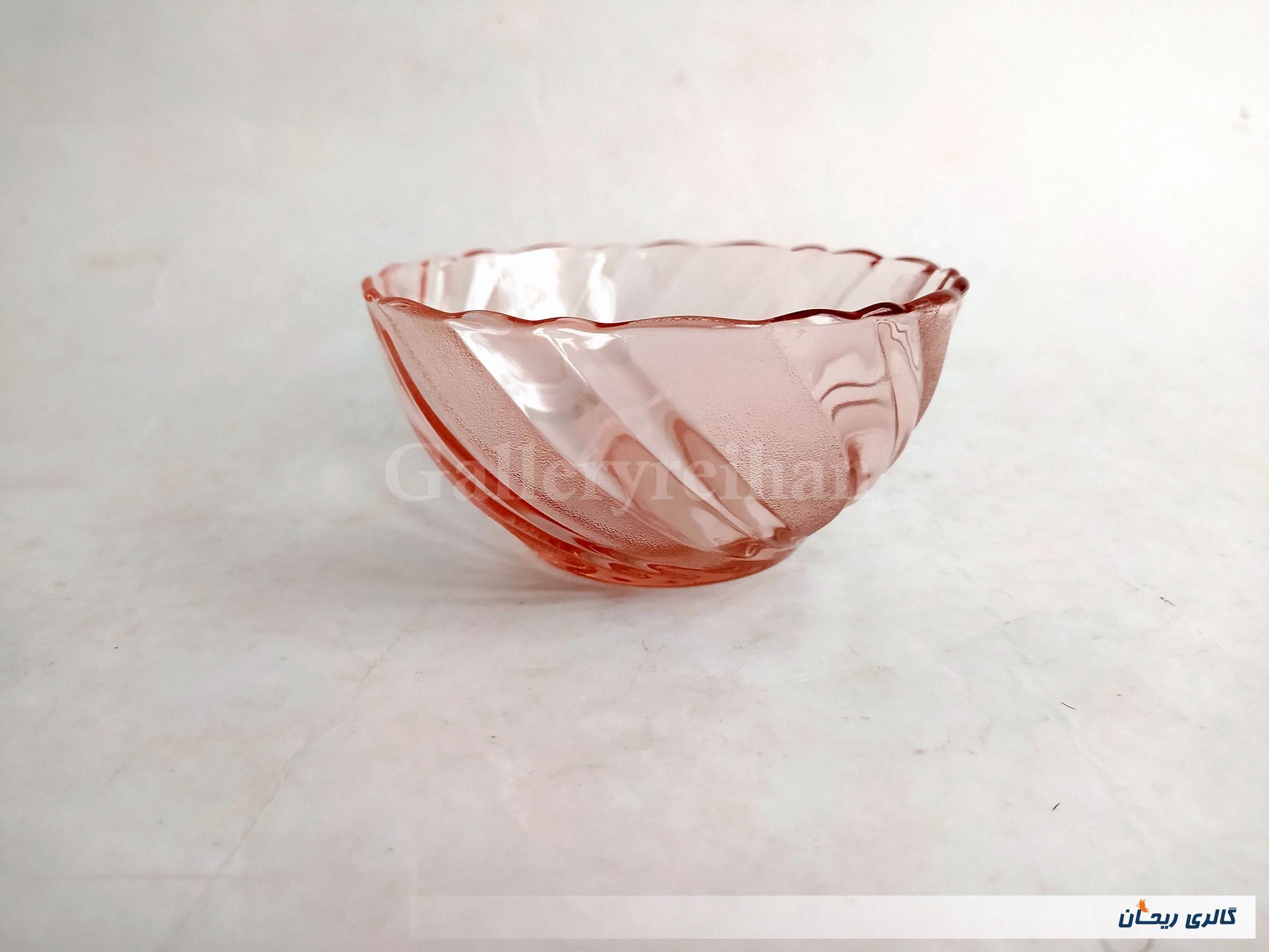 کاسه شیشه ای قدیمی صورتی ساخت فرانسه (کد45610)