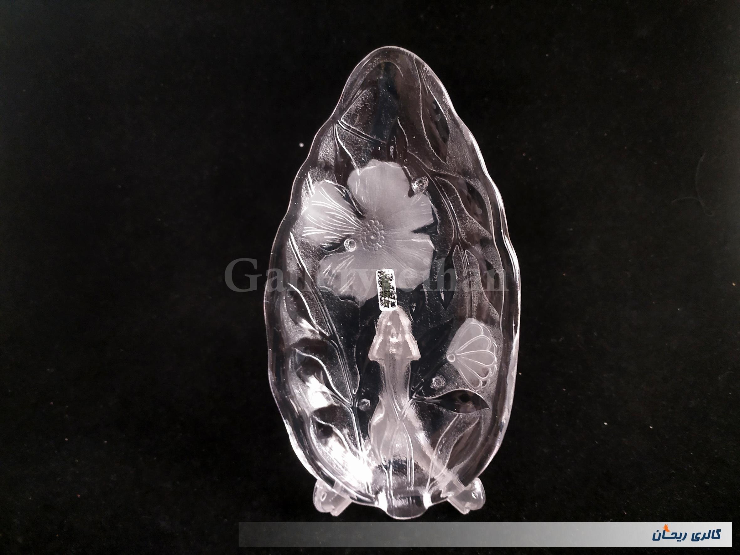 دیس بلوری یا خرما خوری دو رنگ طرح گل (کد 45439)