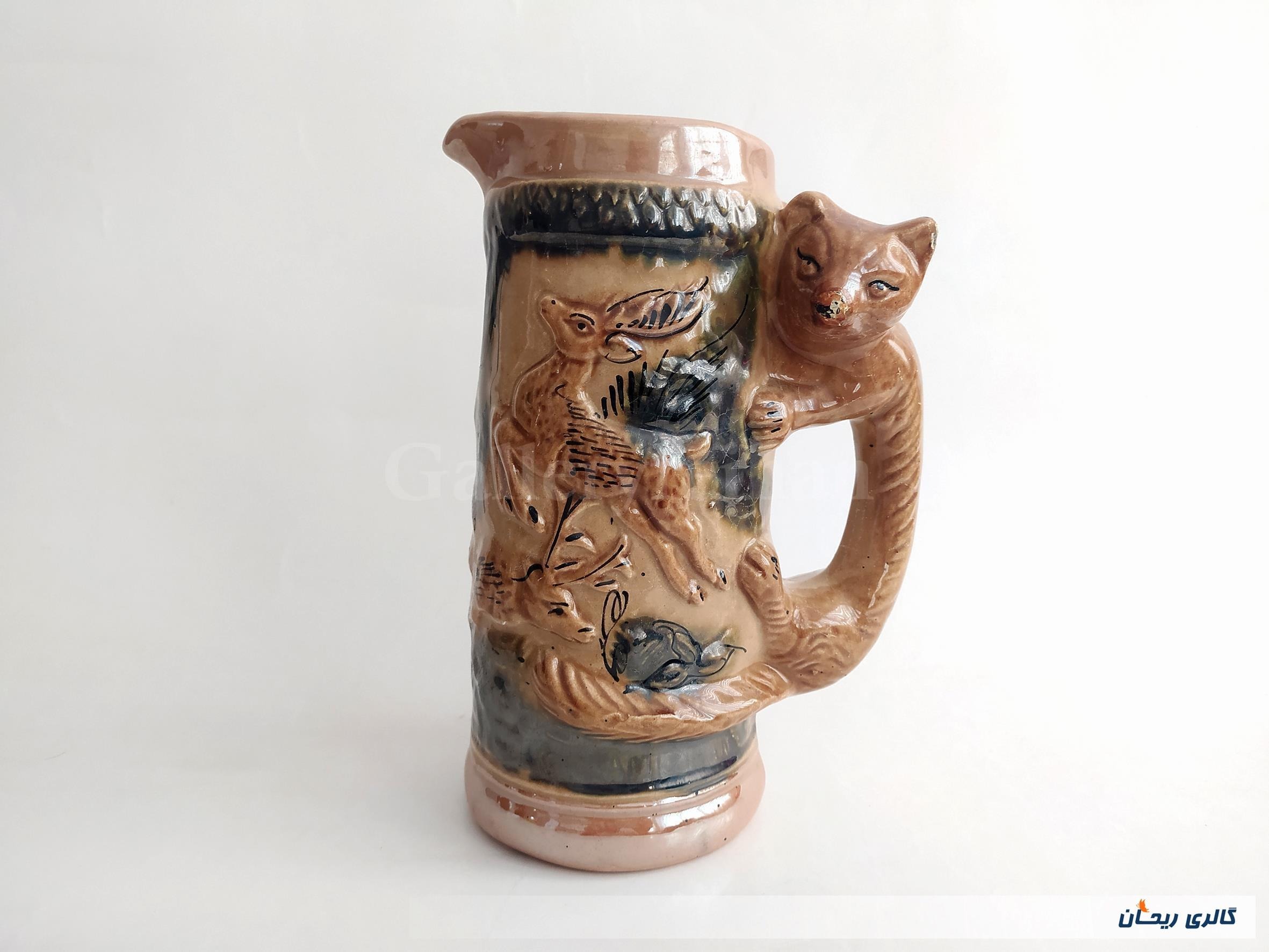 پارچ سرامیکی کمیاب گوزن و روباه قدیمی زیبا (48927)