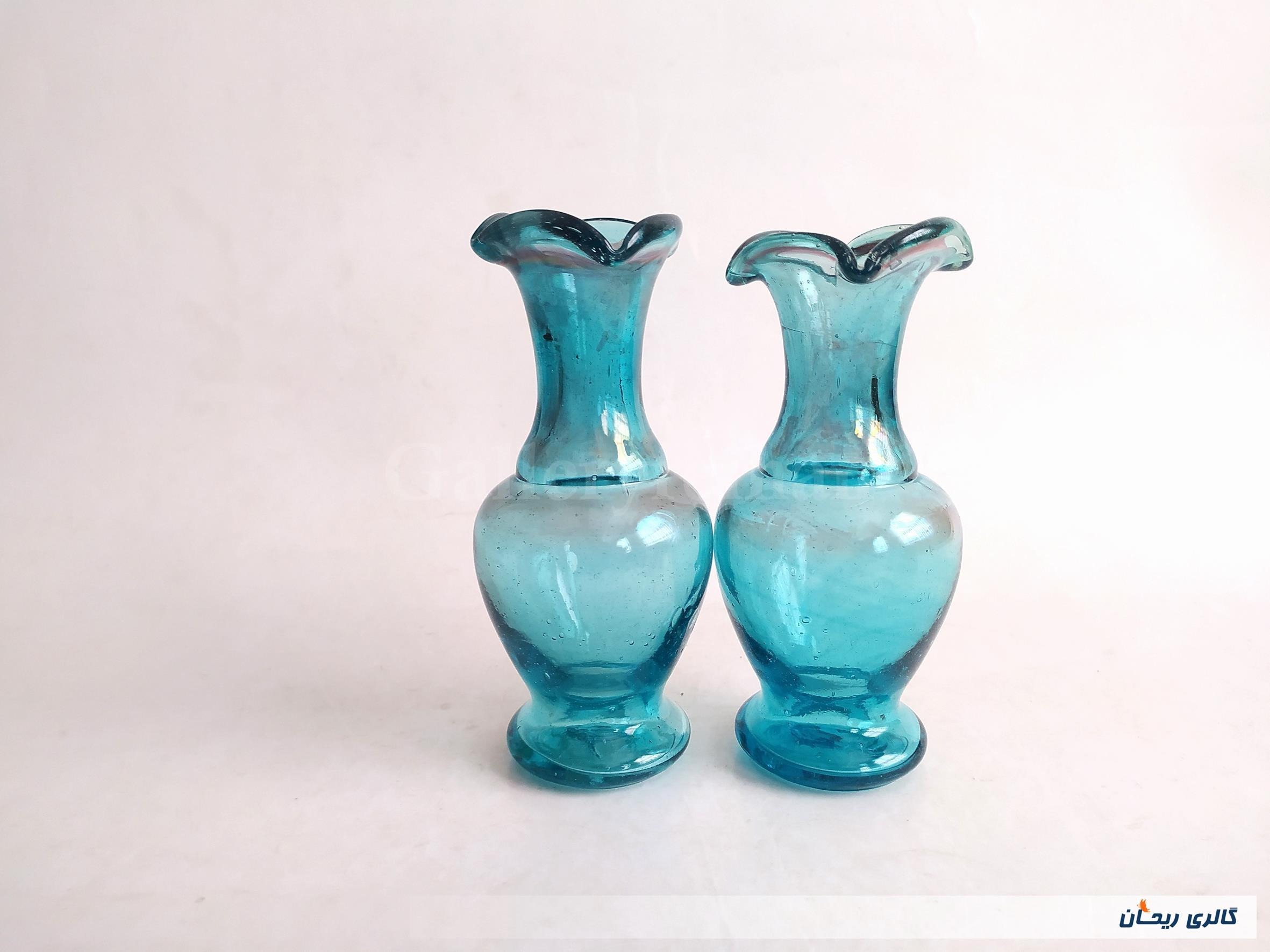 جفت گلدان آبی دست ساز قدیمی زیبا (کد4-46593)