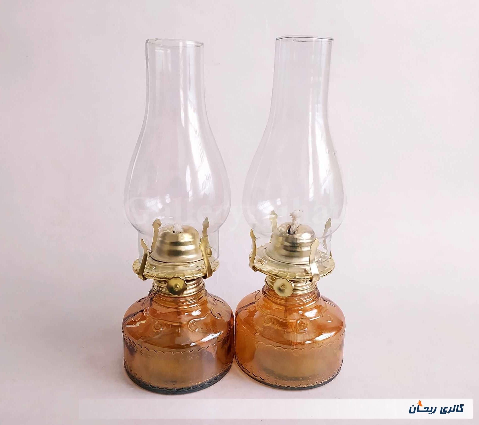 جفت چراغ نفتی آجری رنگ زیبا (کد6314-6302)