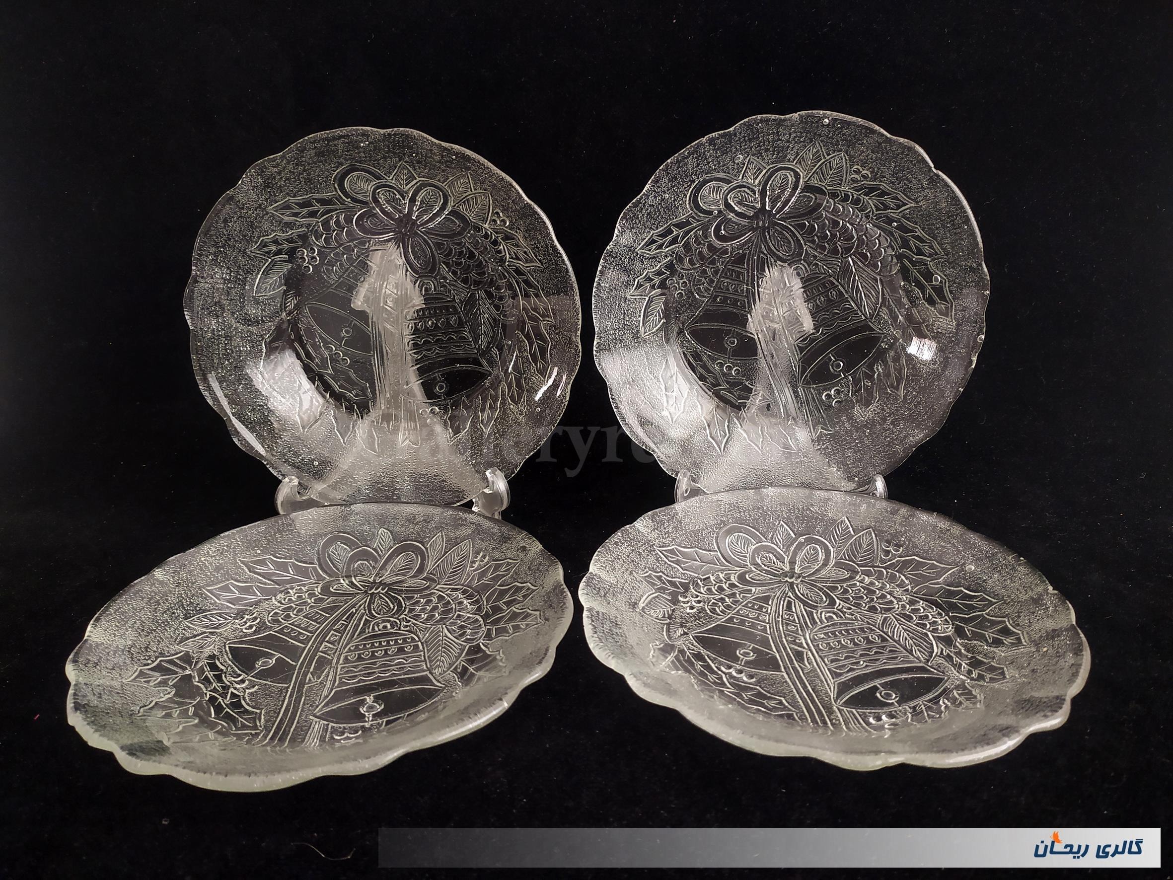 4 پیش دستی بلور قدیمی زیبا طرح زنگوله (کد49985)