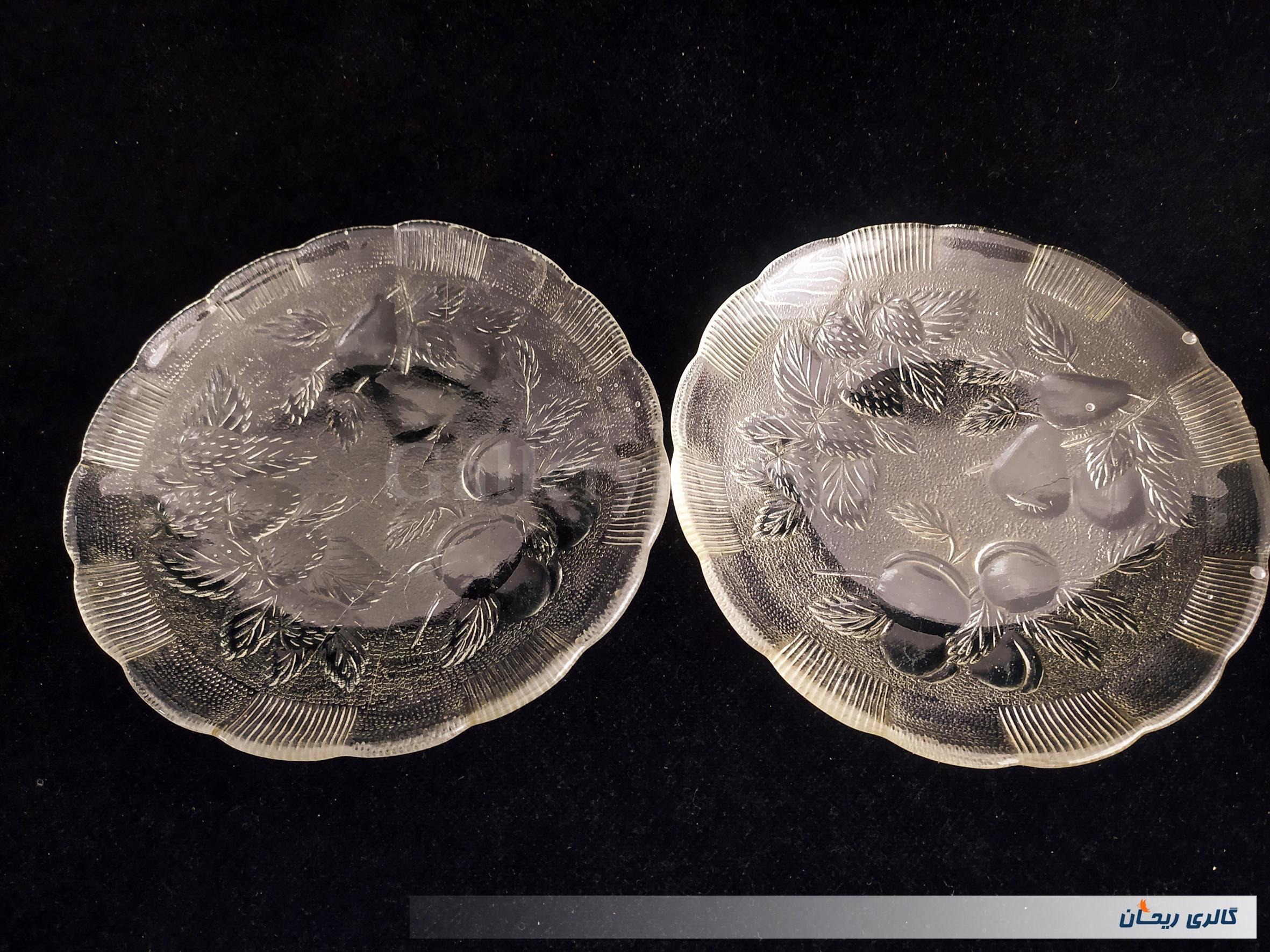 2 پیش دستی بلور قدیمی زیبا طرح میوه (کد49989)