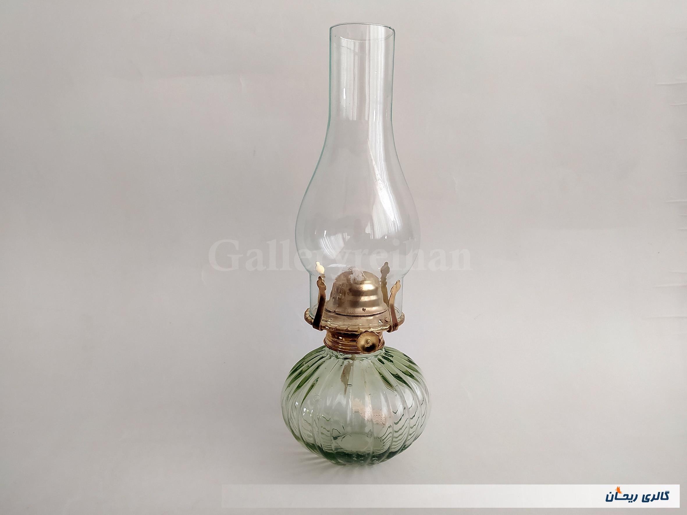 چراغ نفتی زیبا طرح شیاردار بیدی کمرنگ (کد50341)