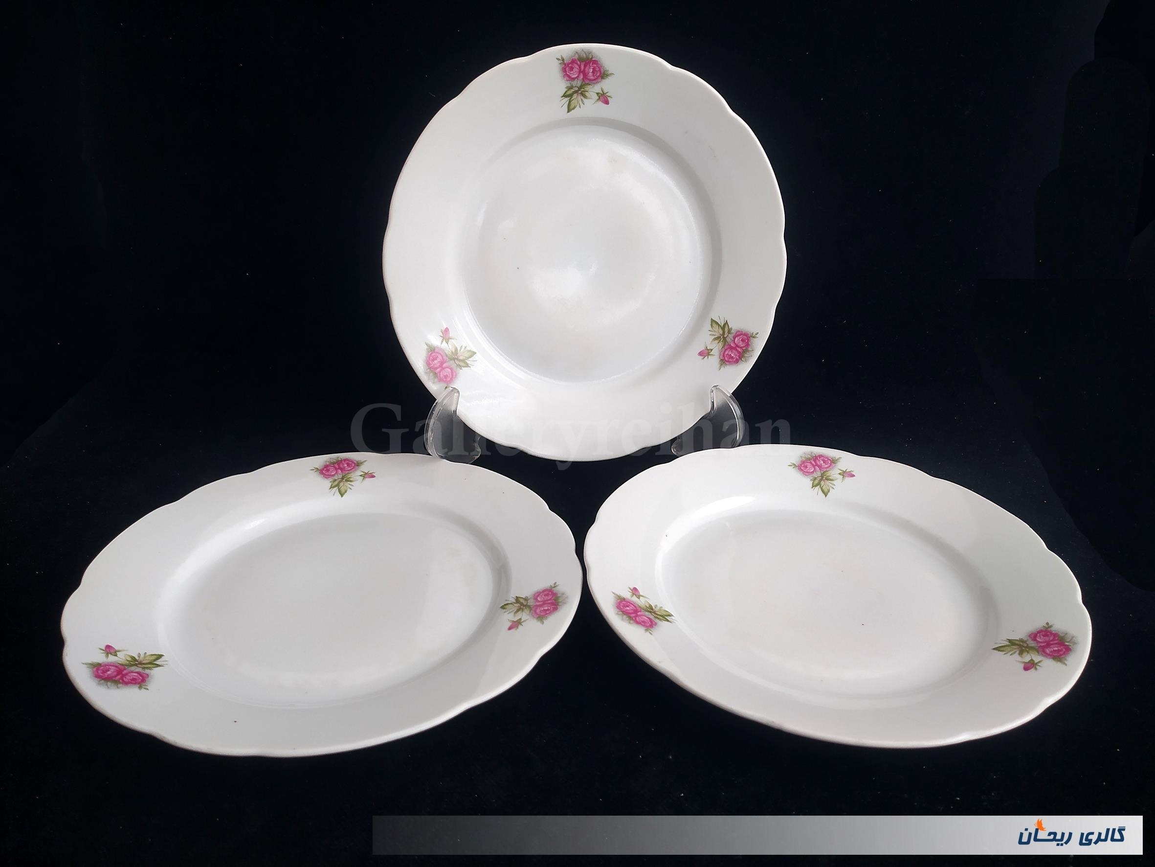3 عدد بشقاب چینی قدیمی گلسرخ (کد7-6-51005)