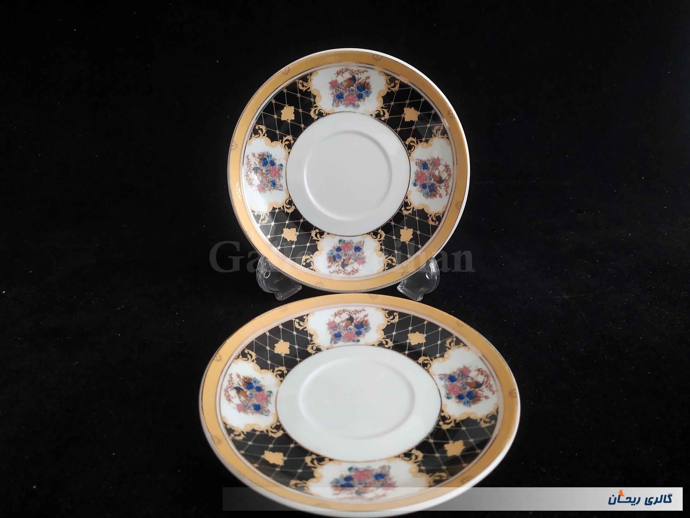2 دیوارکوب یا زیرفنجانی قدیمی طرح طاووس (ک8-50867)