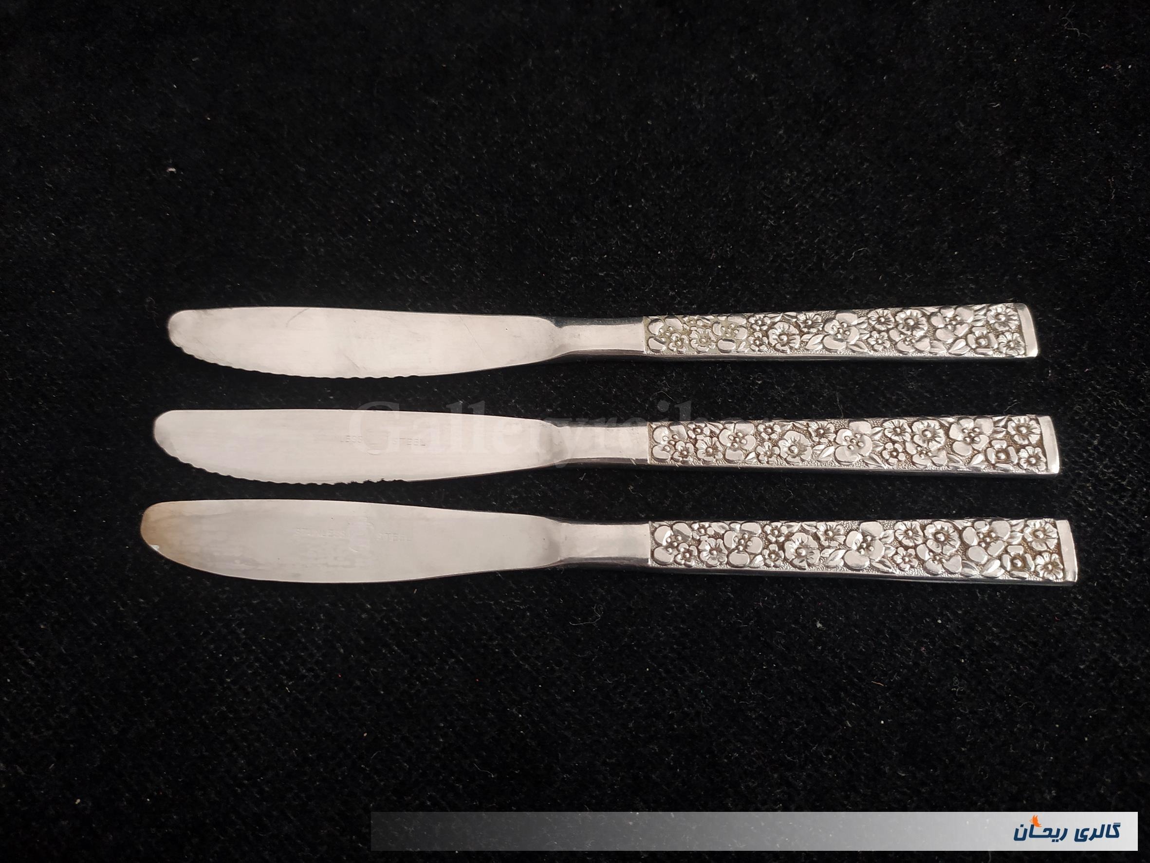 3 عدد چاقوی قدیمی STAINLESS طرح زیبا گل (کد51154)