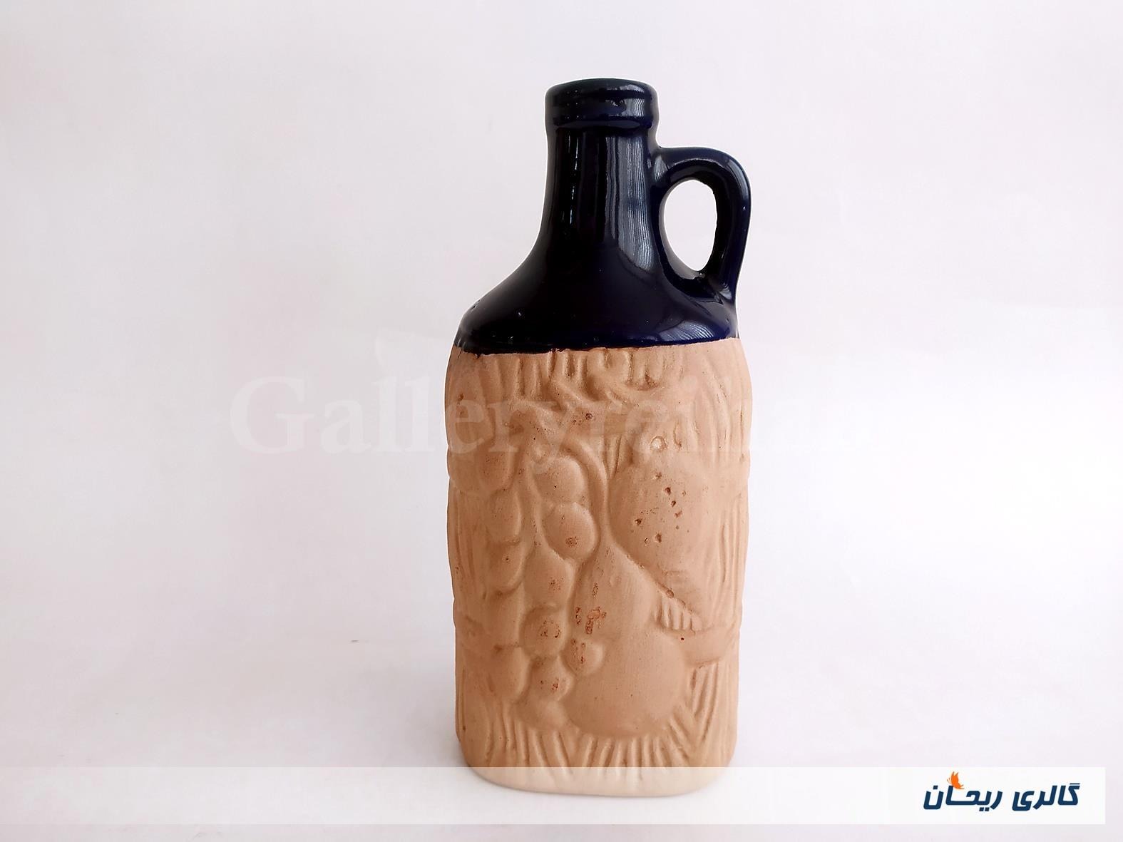 کوزه سفالی زیبا طرح میوه لعاب لاجوردی (کد51022)