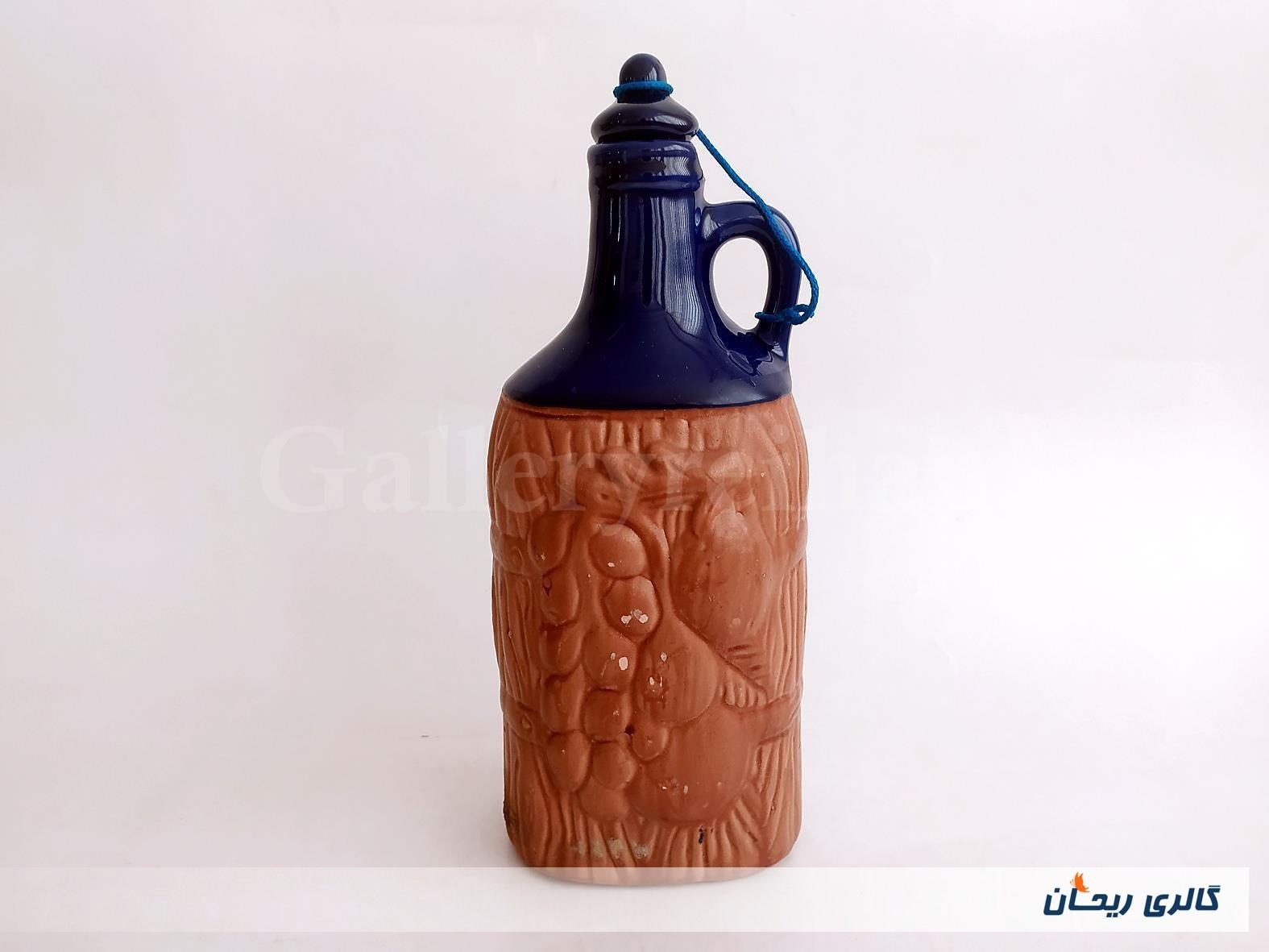 کوزه سفالی زیبا طرح میوه لعاب لاجوردی (کد51024)