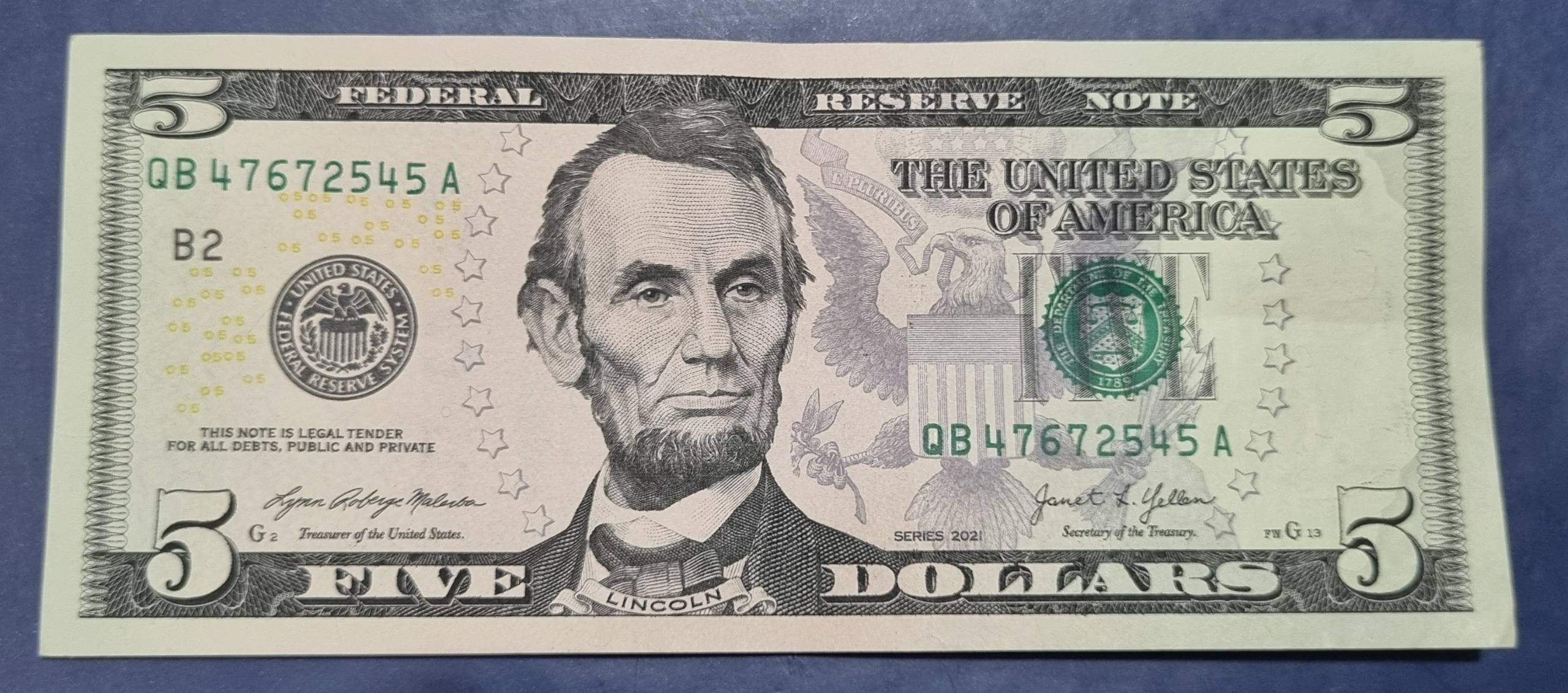 اسکناس 5 دلار سری 2021