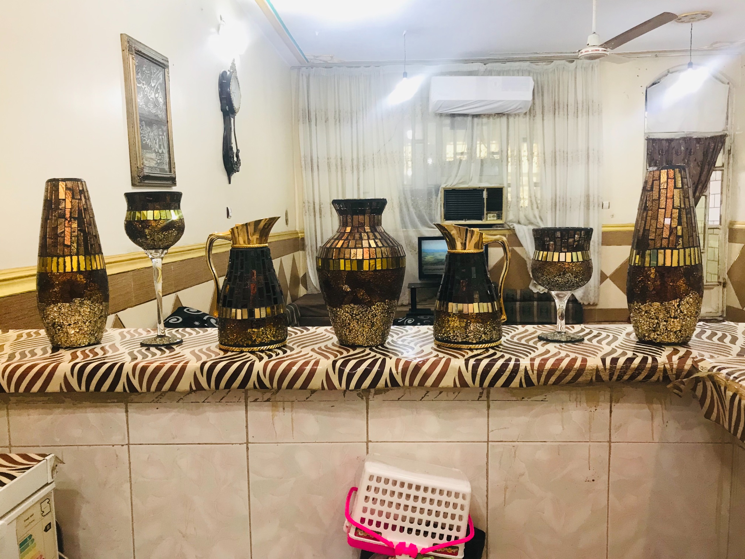 ست دکوری گلدان وفلاکس آینه کاری شده 3بعدی السیف