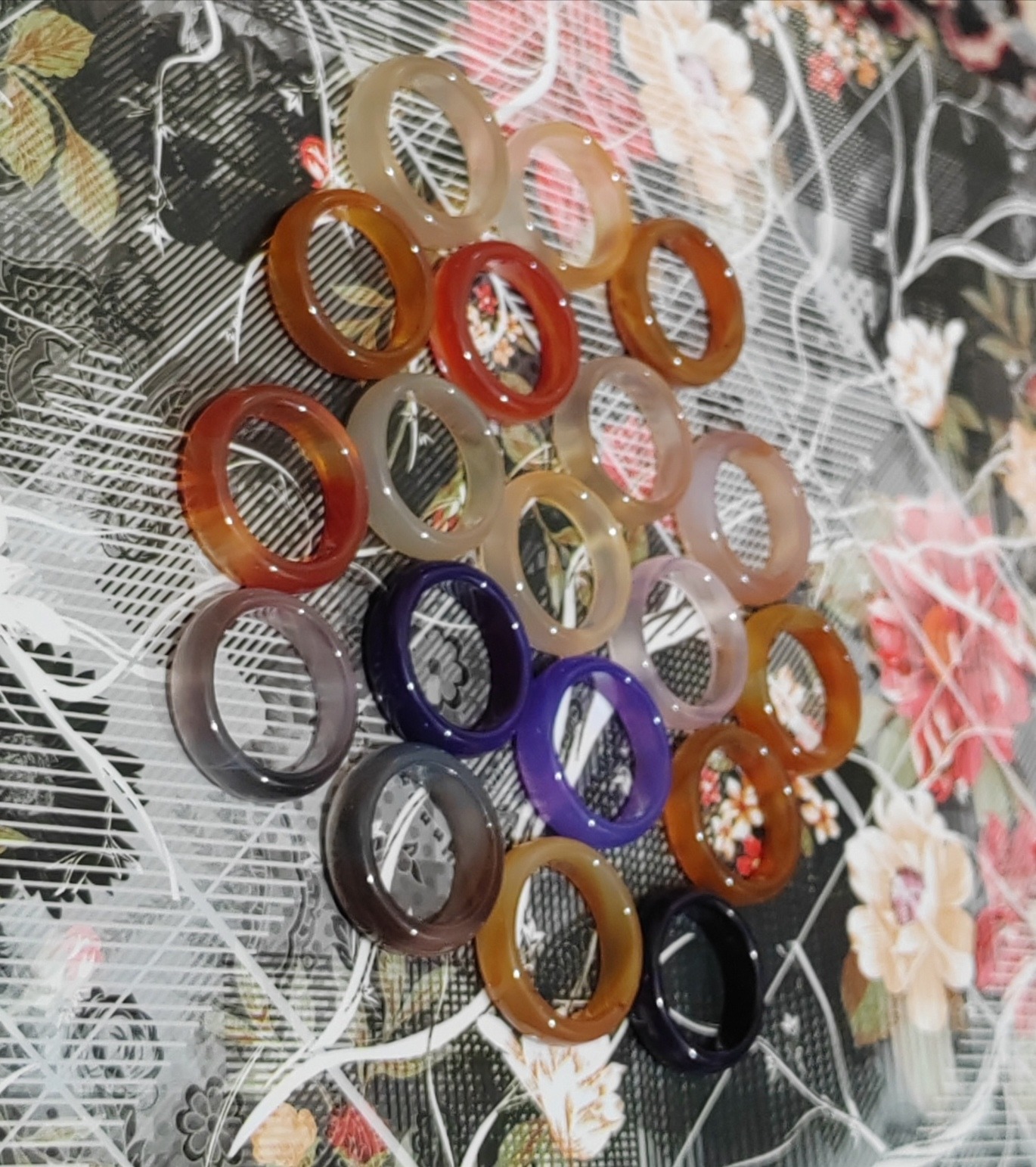 پک حلقه عقیق 19 عدد درهم