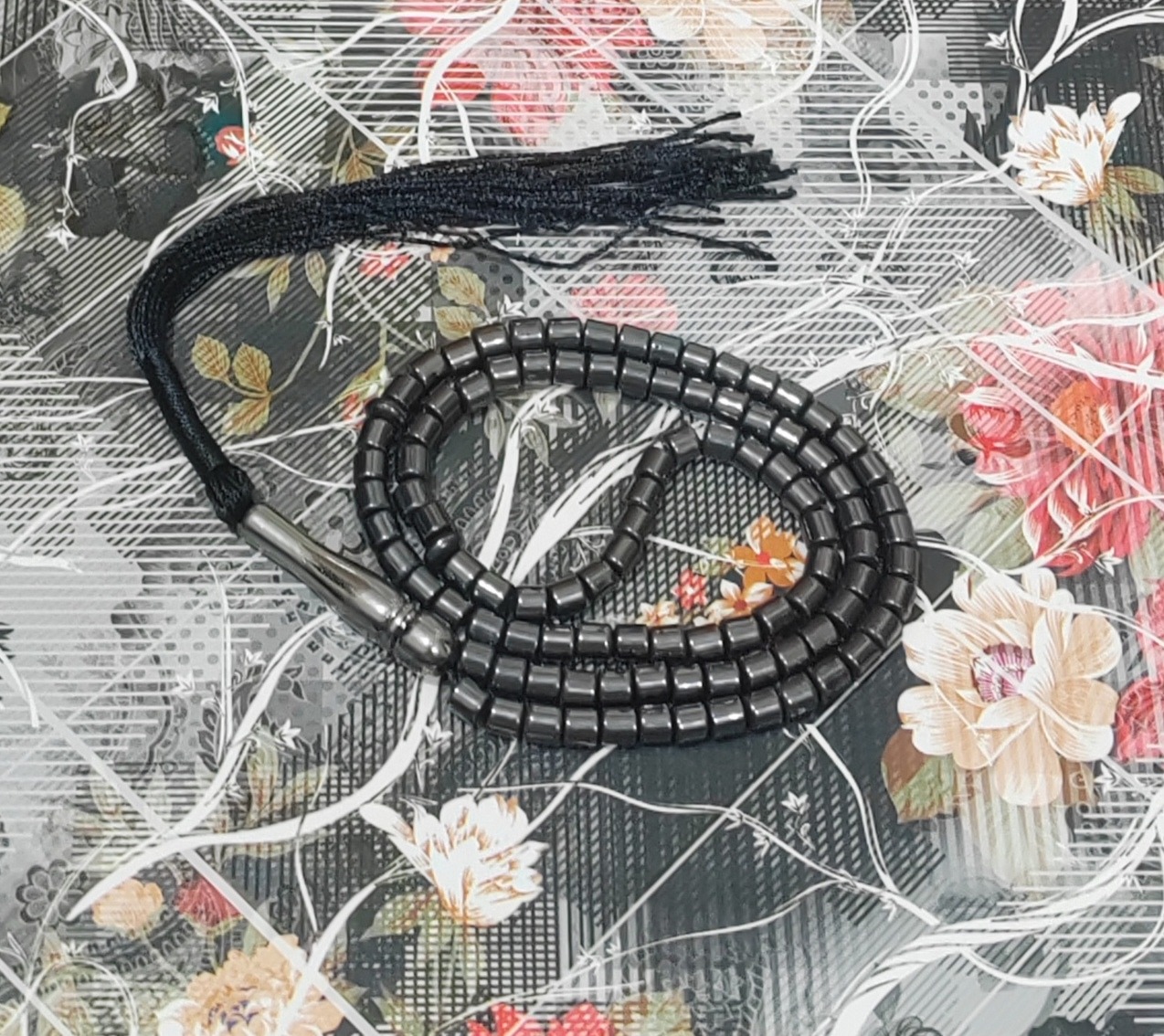 تسبیح سنگ حدید 101 دونه استوانه ای سایز کوچیک کد 1