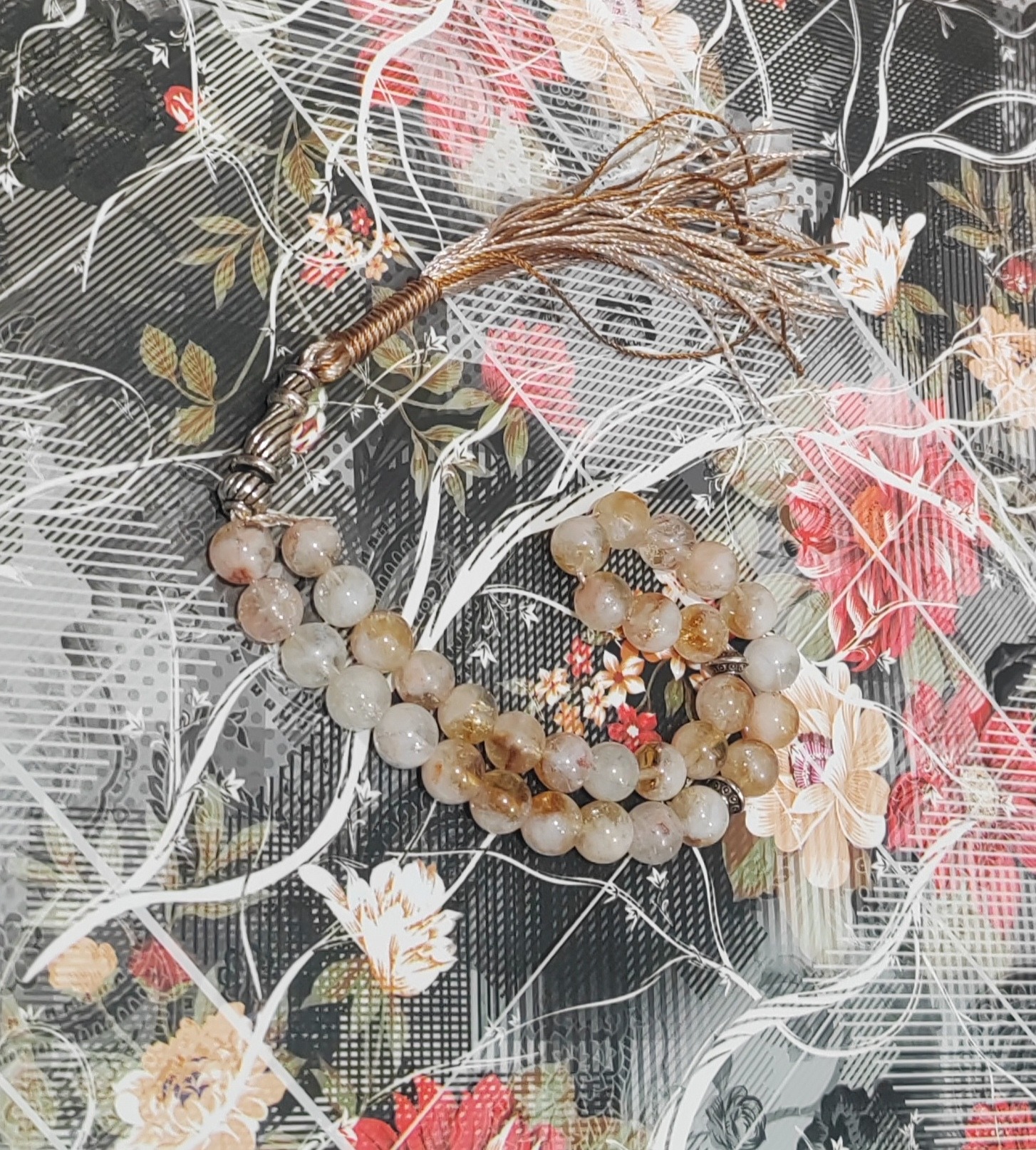 تسبیح سنگ سیترین 33 دونه سایز 8