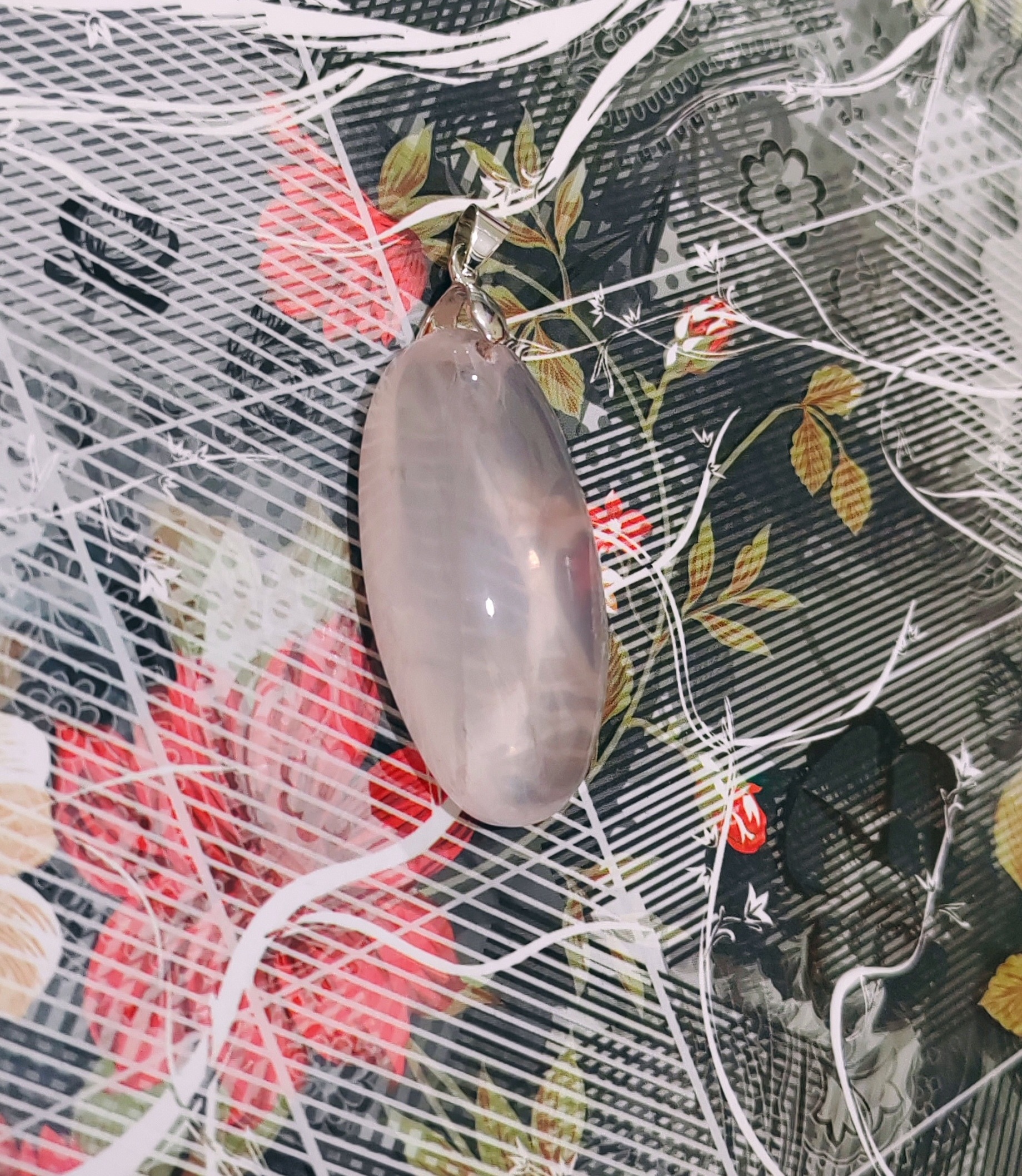 آویز سنگ رزکوارتز معدنی کد 10