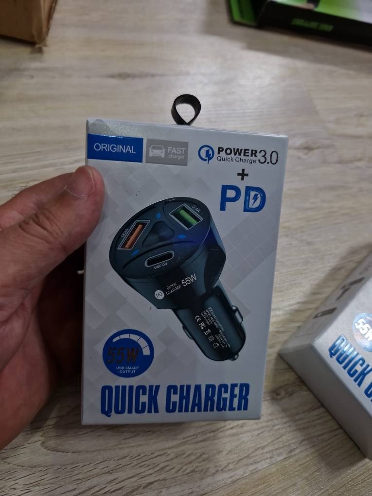 شارژر فندکی 55 وات سه پورت USB و تایپ سی