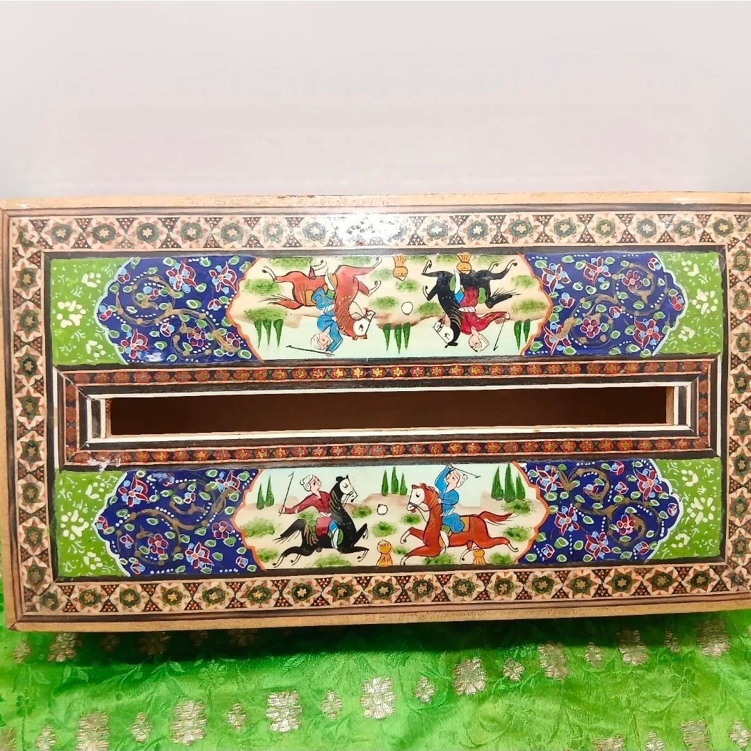 جا دستمال کاغذی تمام خاتم کاری شده قدیمی