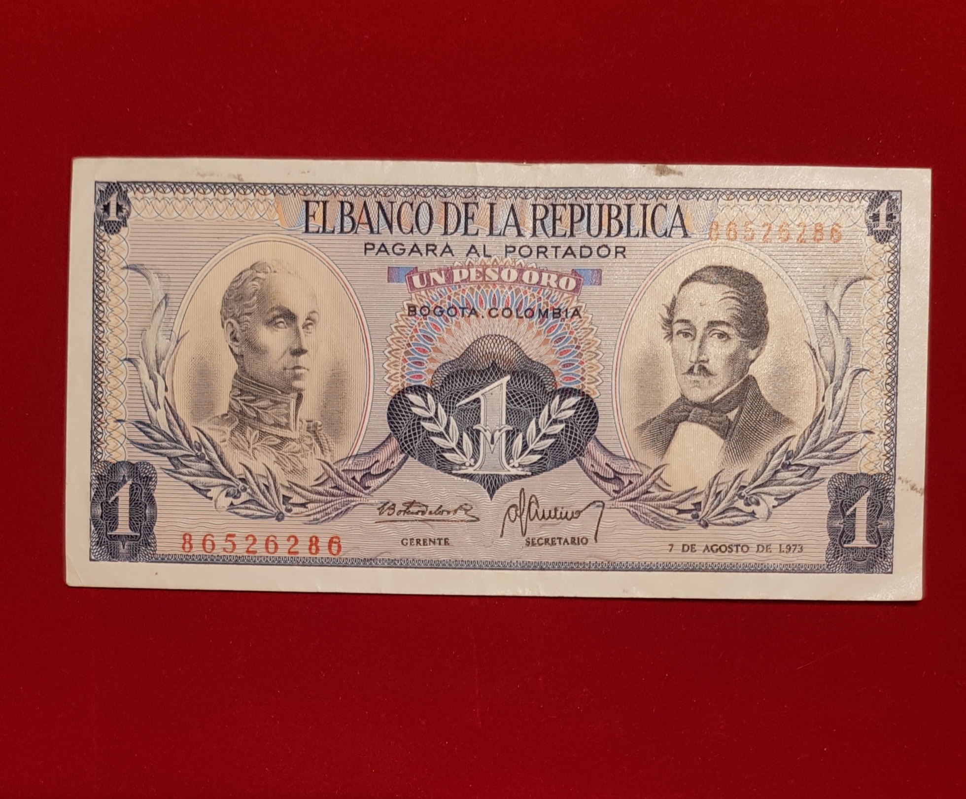 اسکناس 1 پزو کلمبیا 1973 طبق تصویر