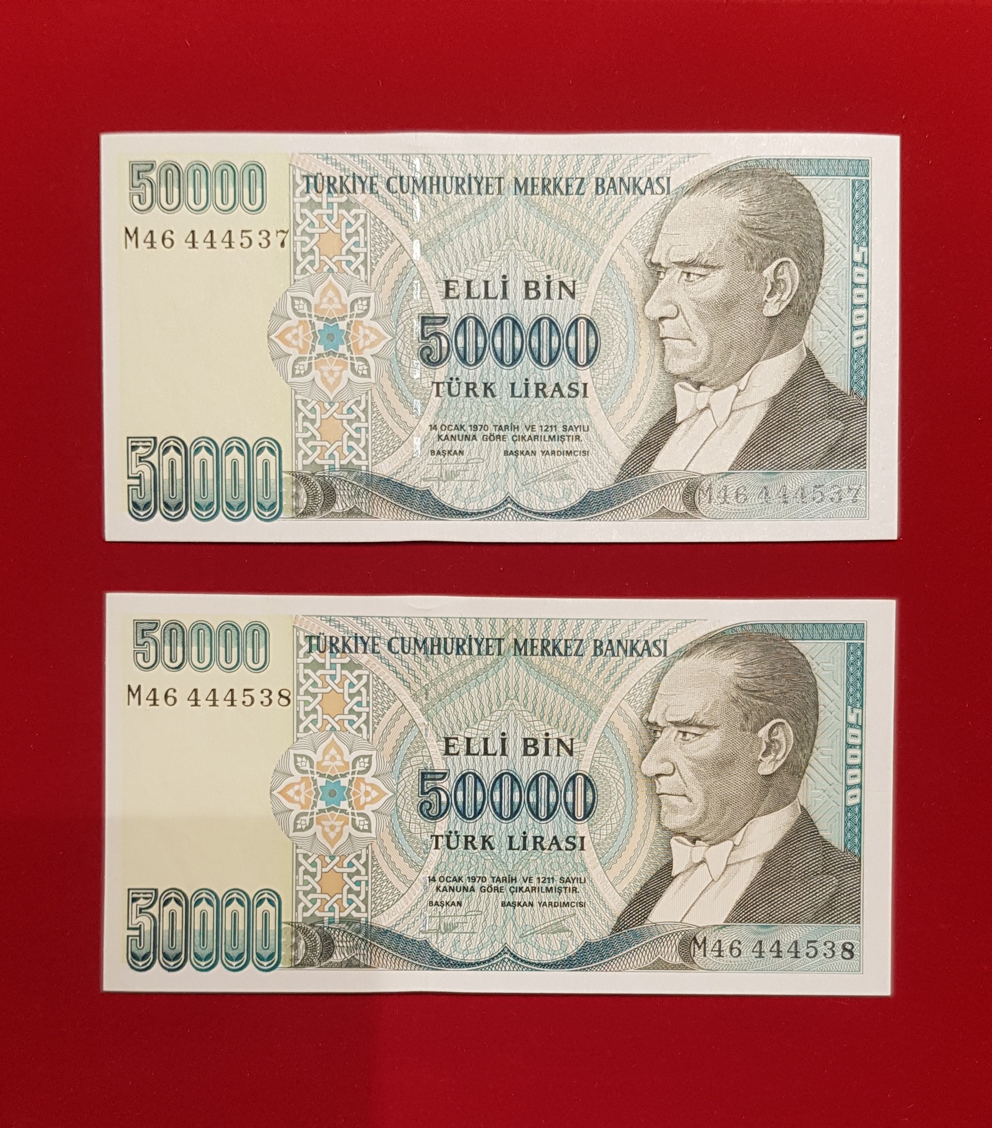 جفت 50000 لیر ترکیه قدیمی شماره زیبا