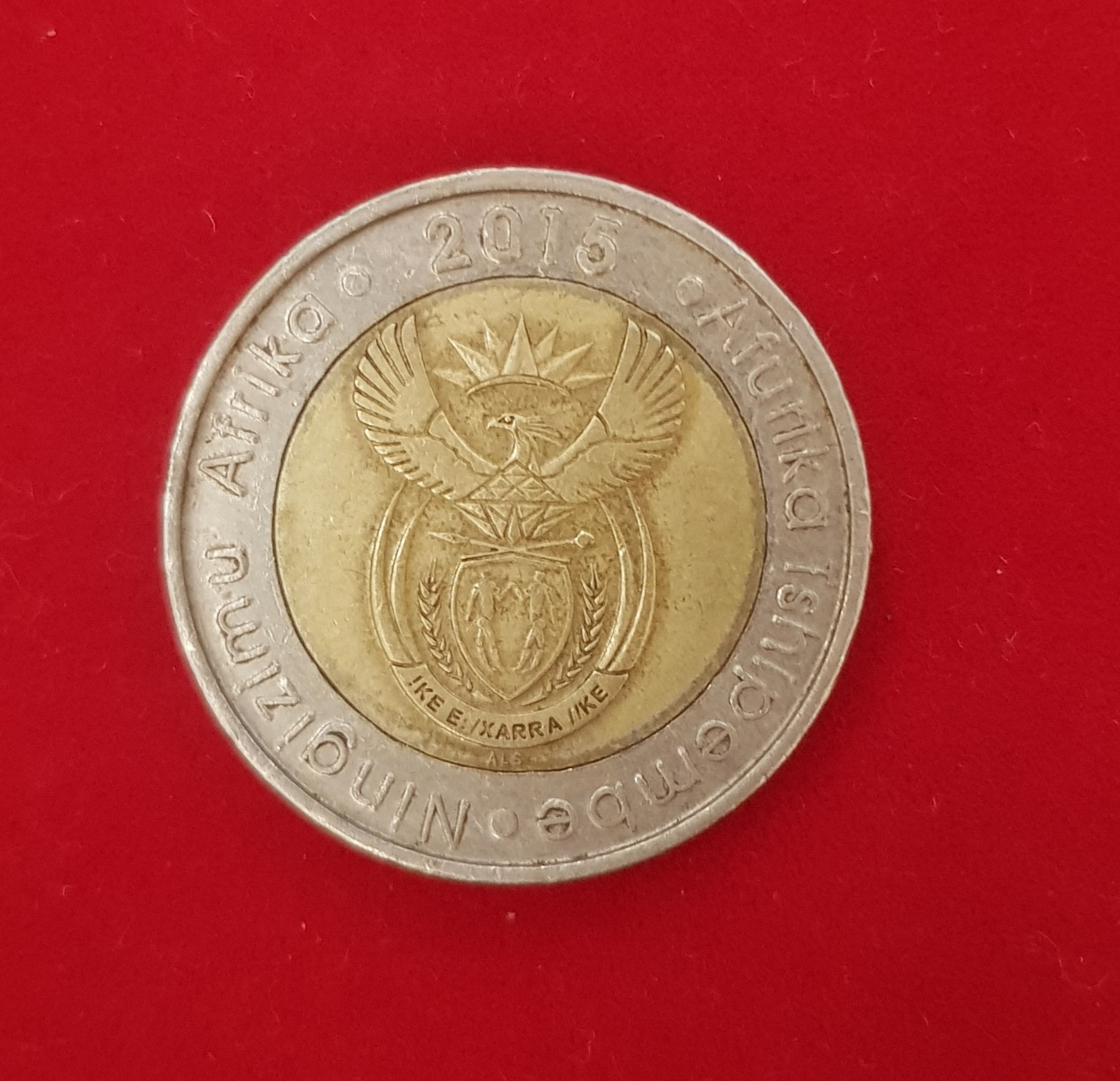 سکه دو رنگ 5 رند آفریقای جنوبی بسیار زیبا