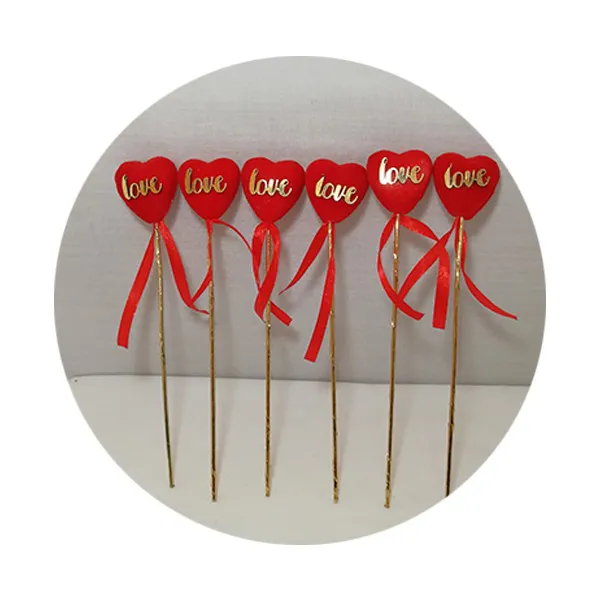 بسته 6 عددی قلب سیخی مخملی عشق