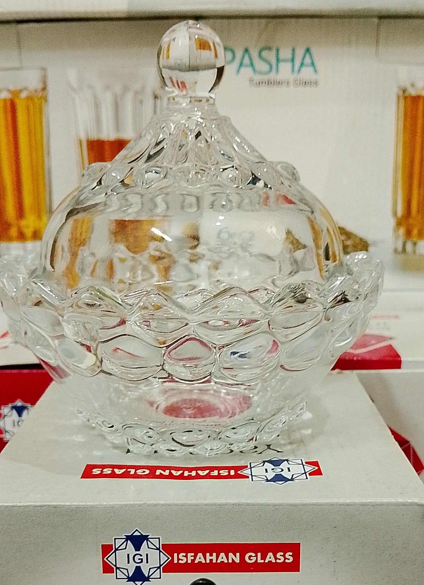 قندان اصفهان گلاس طرح یاقوت