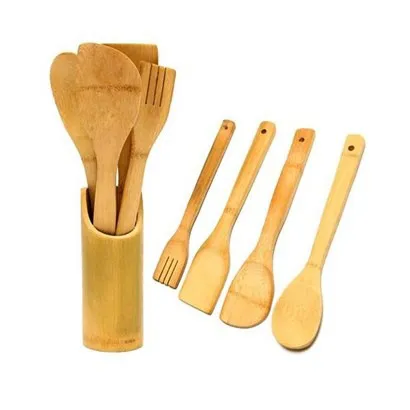 ست کفگیر ملاقه قاشق چوبی بامبو