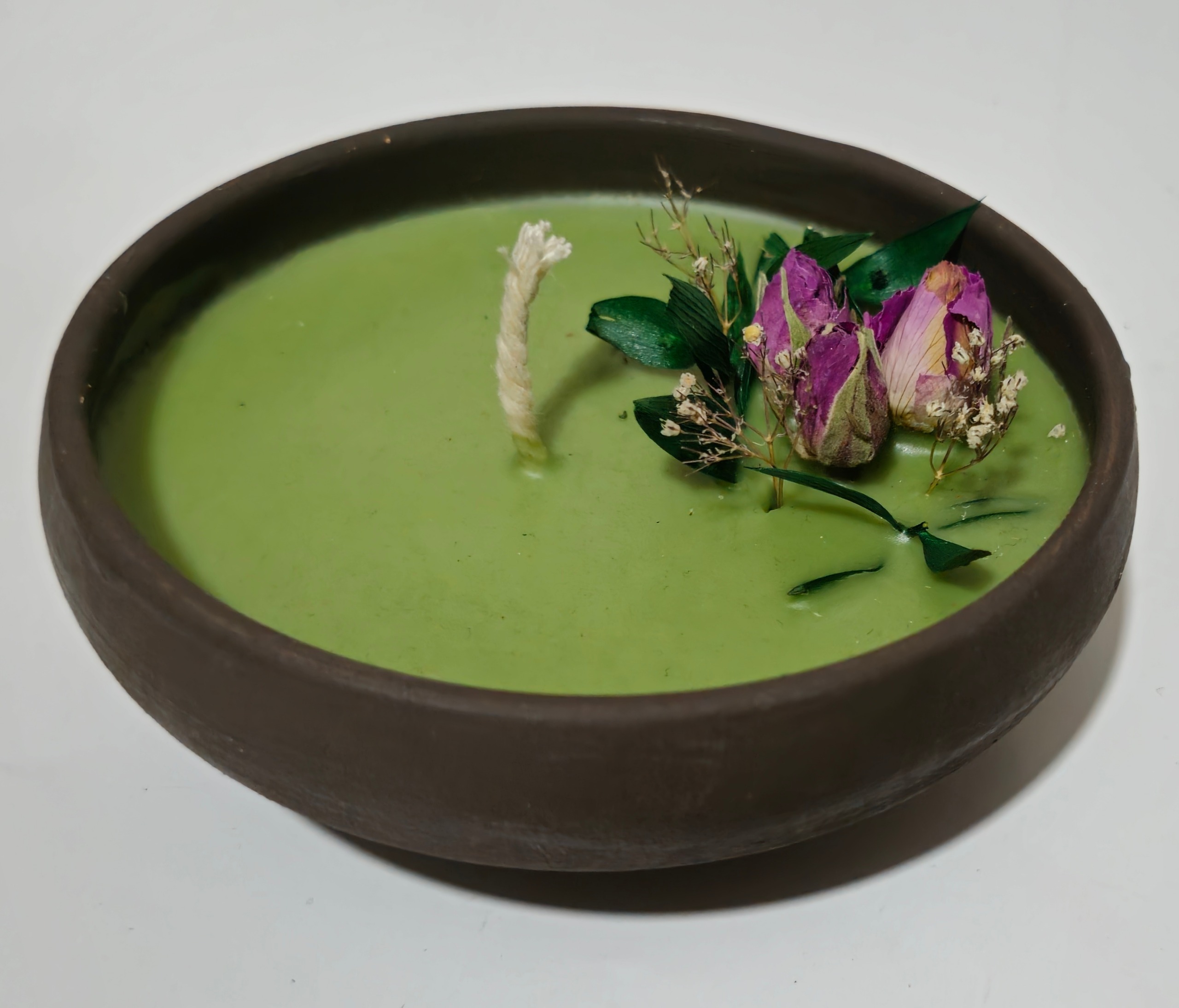 شمع گل رز طبیعی جاشمعی سفال سفالی