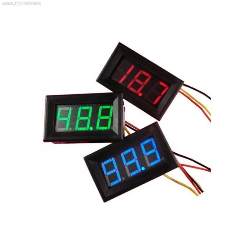 ولت متر 0.56 اینچی قابدار سه سیم قرمز