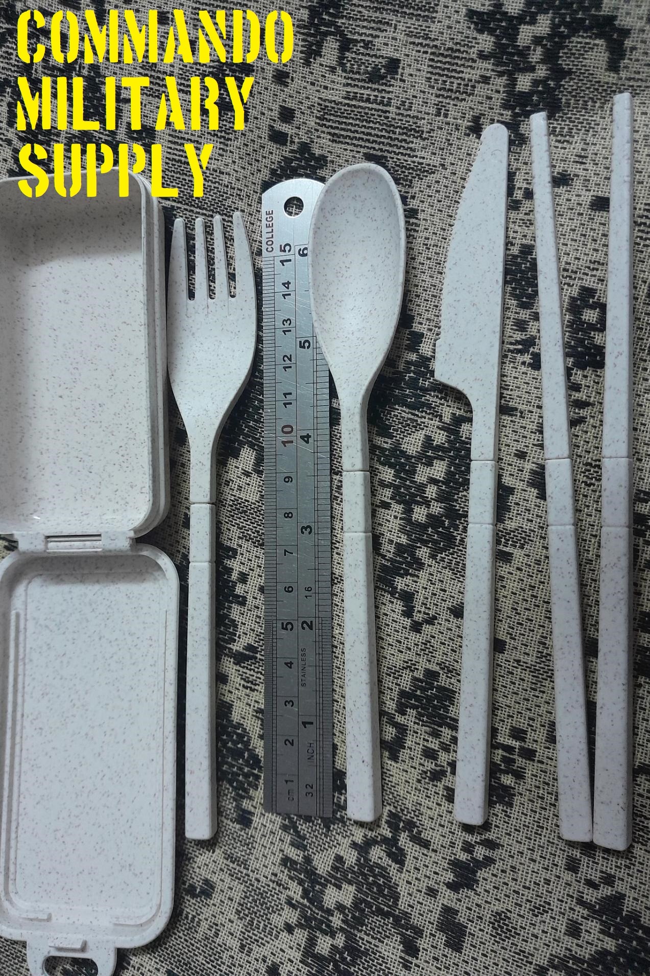 ست قاشق و چنگال وکارد و چوب چینی-جنس بایو ساقه ذرت