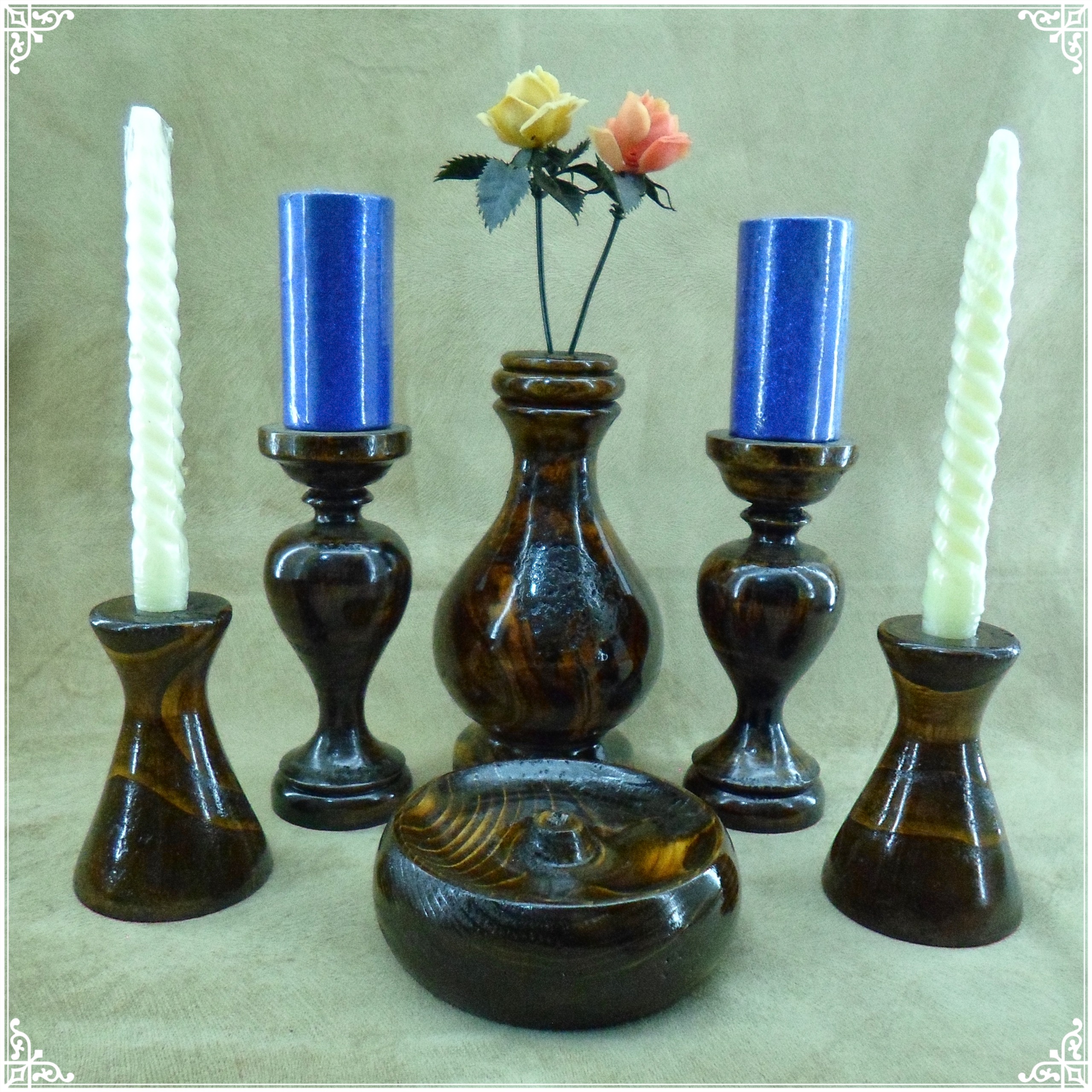 گلدان ، جاشمعی و جاعودی چوبی 6606