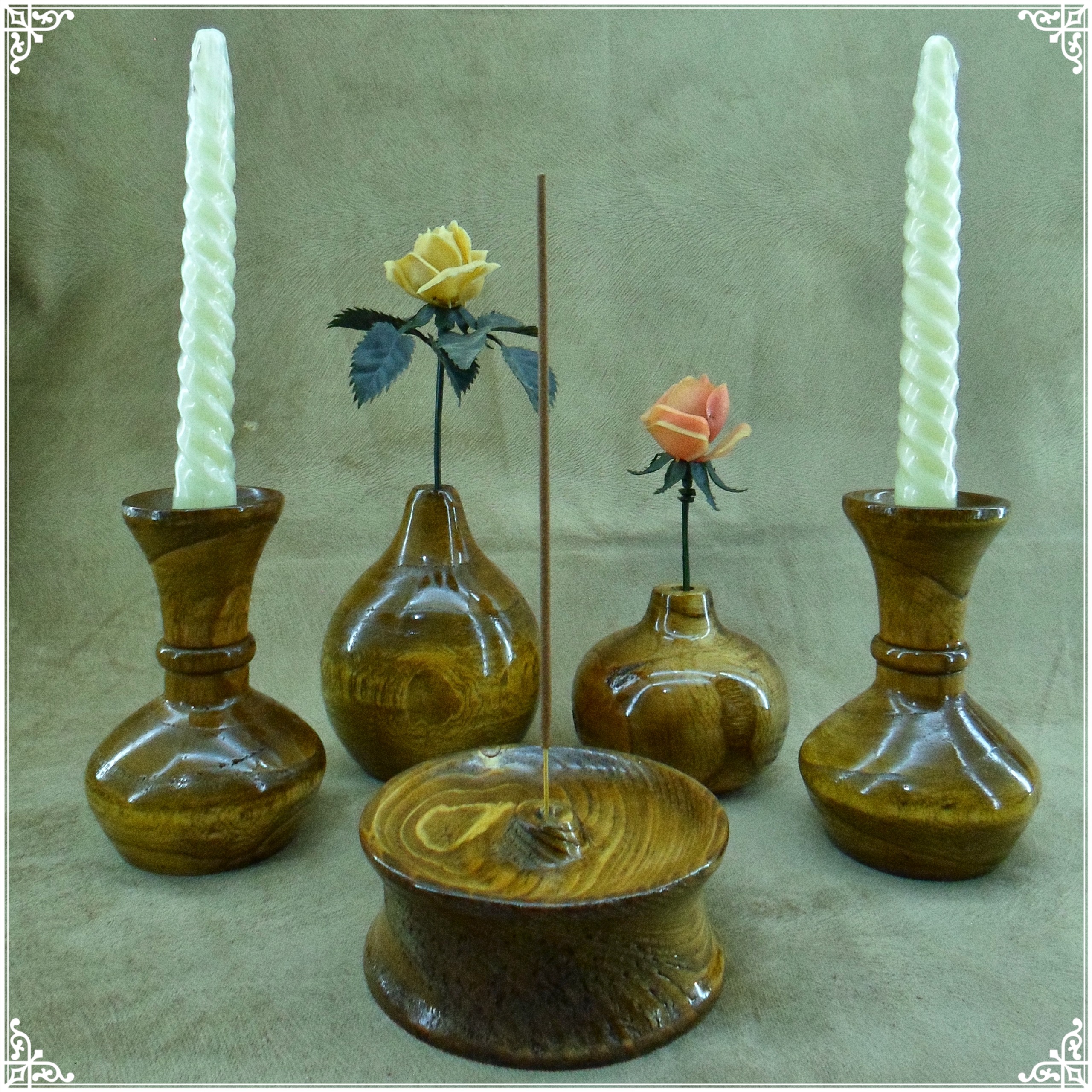 گلدان ، جاشمعی و جاعودی چوبی 6605