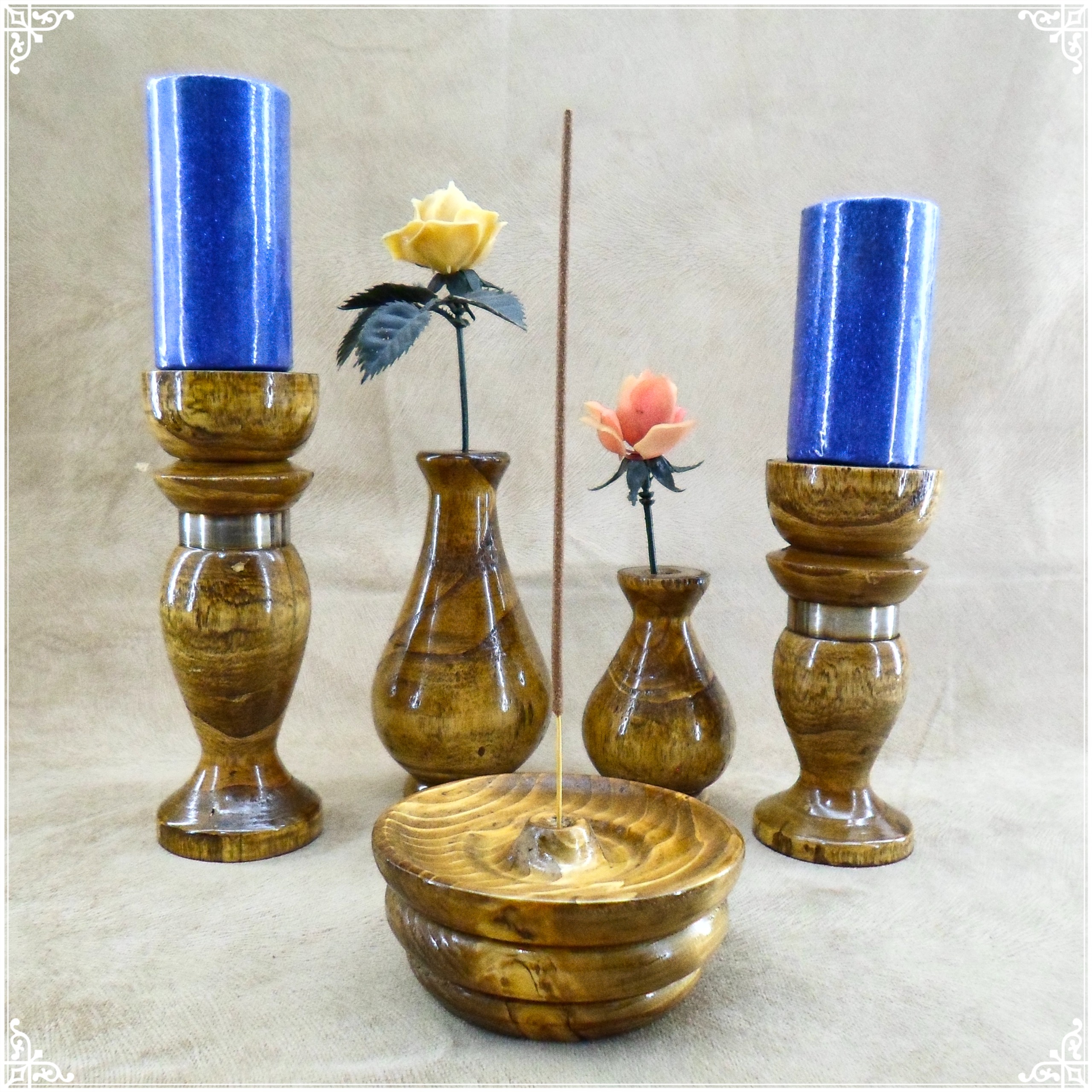 گلدان ، جاشمعی و جاعودی چوبی 6603